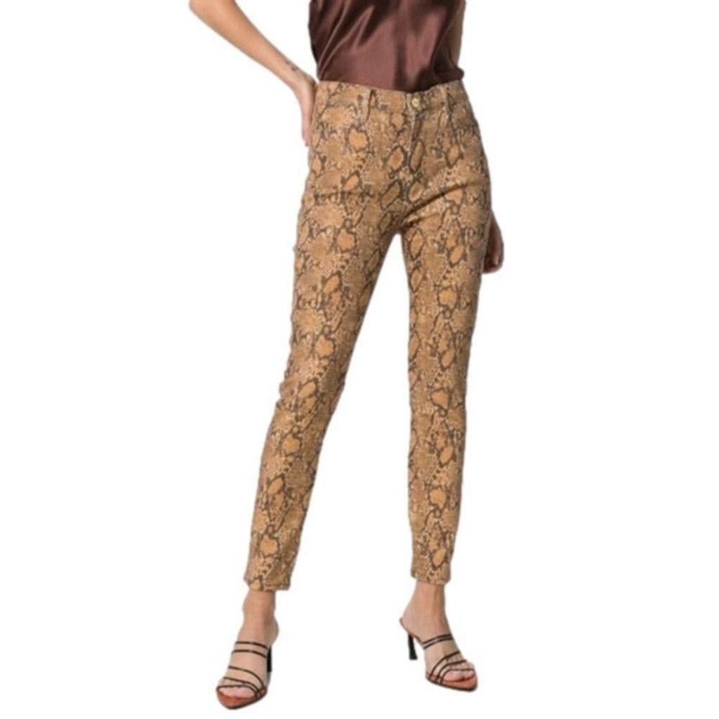 Frame Frame Le High Skinny Crop High Rise Snake Brown Jean Size 25 Size 25" / US 0 / IT 36 - 1 Thumbnail