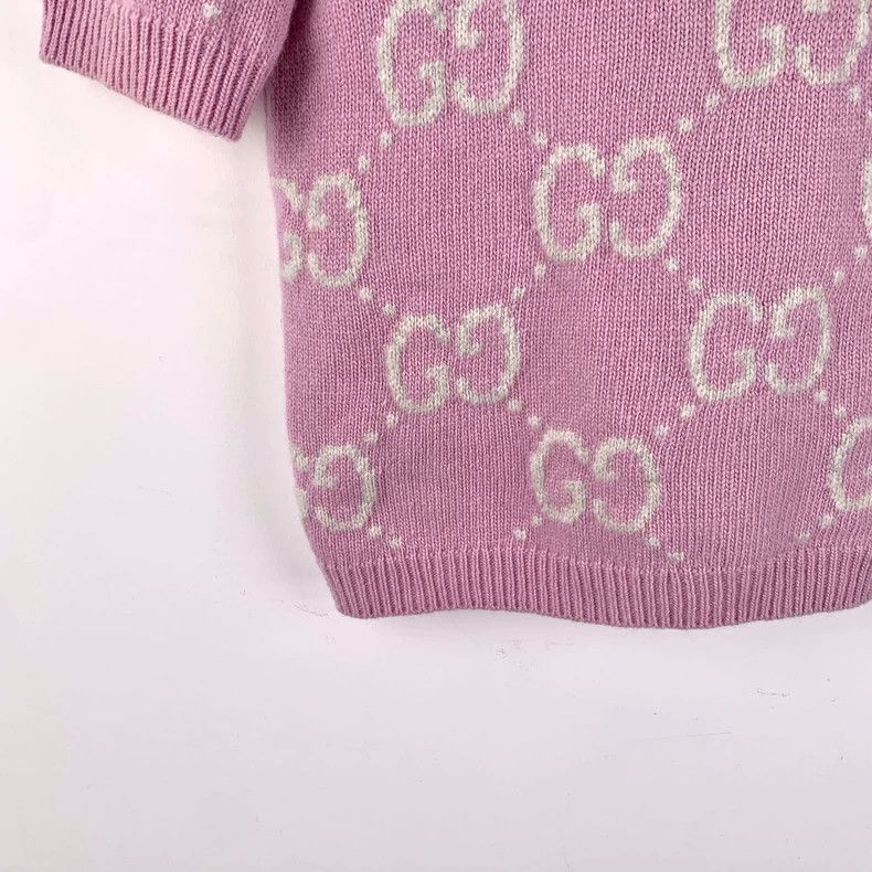 Gucci Gucci Pink logo jacquart full-print wool round-neck short- Size XS / US 0-2 / IT 36-38 - 4 Thumbnail