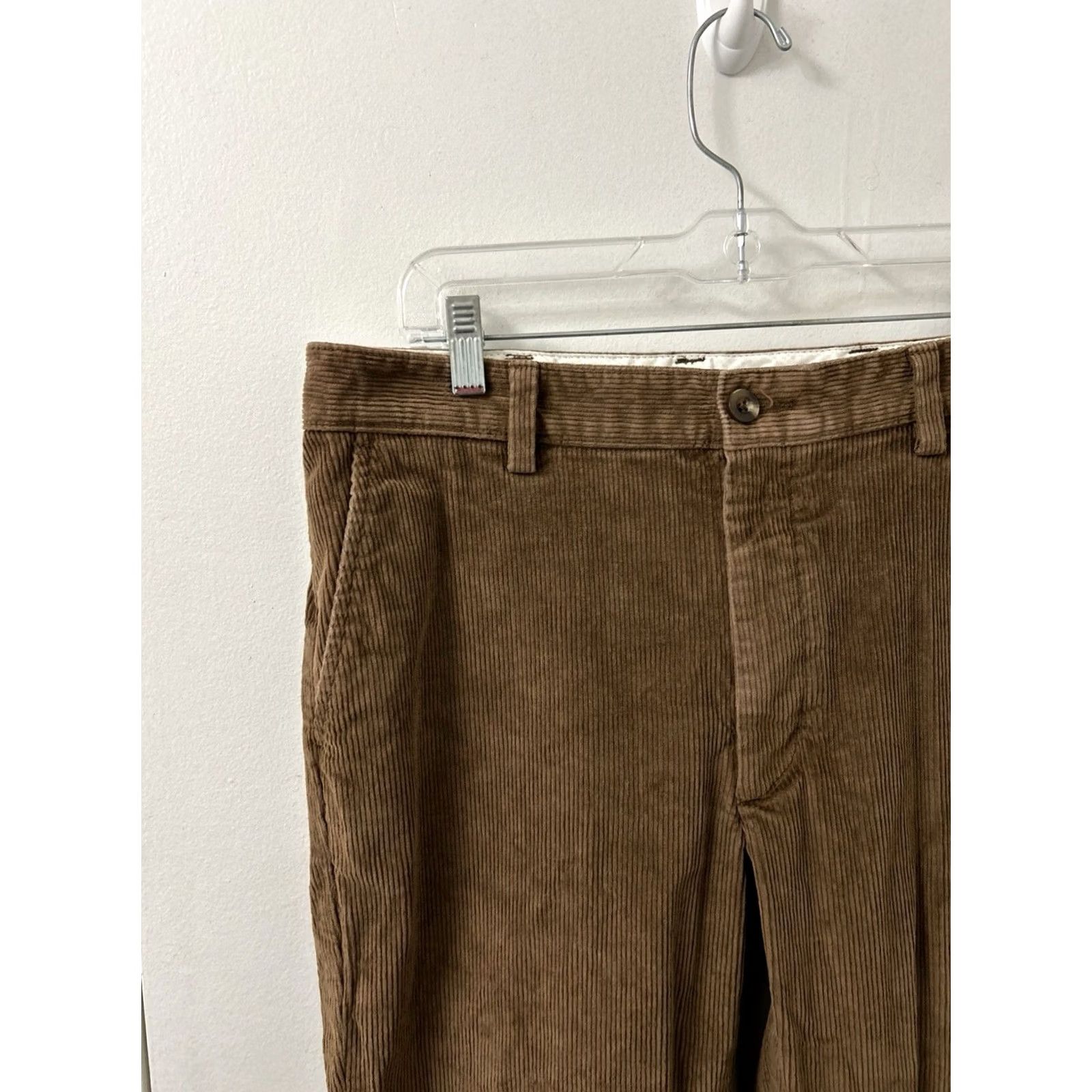 Vintage LL Bean Country Corduroy Pants Mens 33x32 Brown Classic Fit Stretch Casual Workwear Straight 5-Pocket Zipper Button Size US 33 - 4 Thumbnail