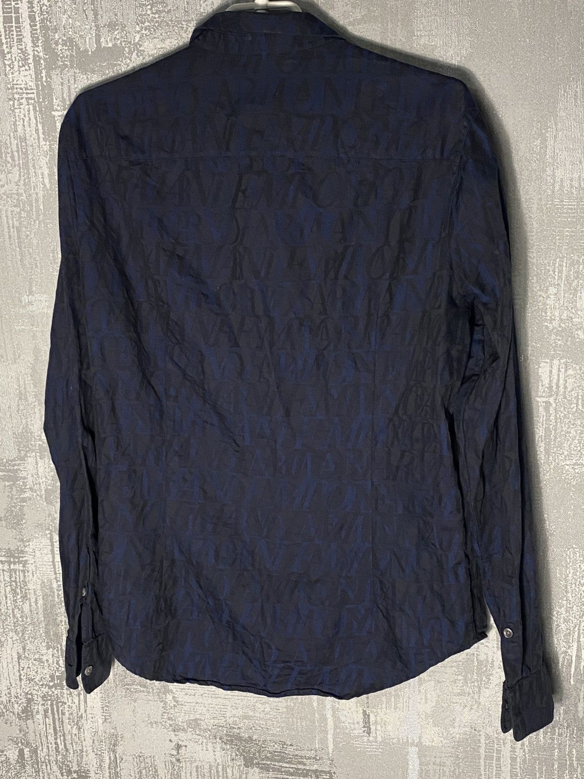 Emporio Armani Emporio Armani Shirt Button Up Monogram Black Blue Size L Size US L / EU 52-54 / 3 - 7 Thumbnail