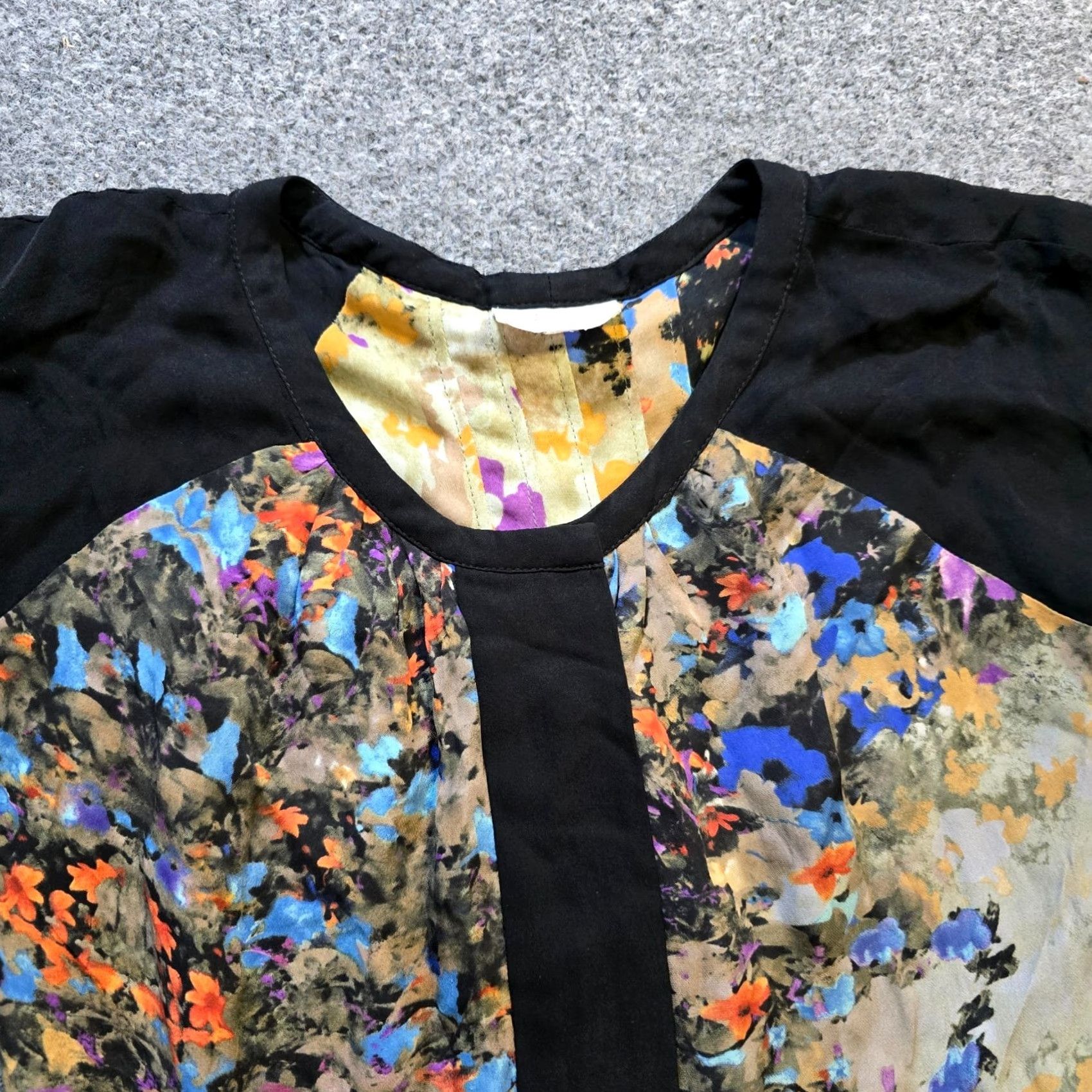 Parker Parker Dress Womens Size 2 Black Blue Floral Watercolor Art Silk Button Cocktail Dress Size XS / US 0-2 / IT 36-38 - 2 Thumbnail