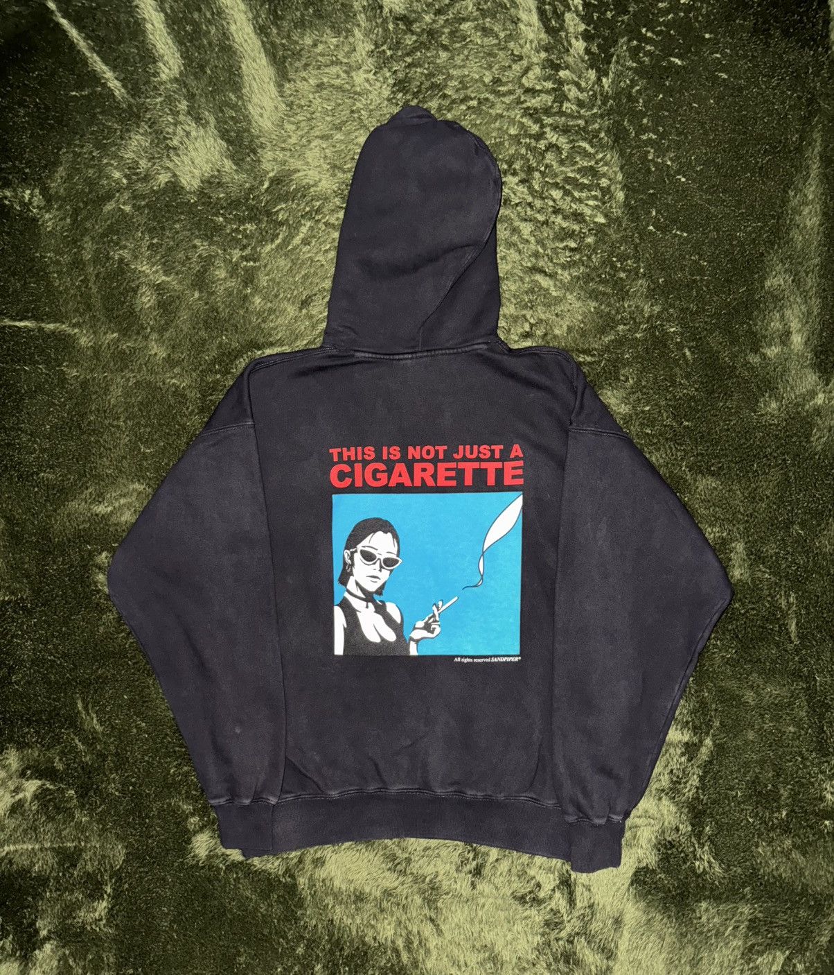 Japanese Brand [2] Sandpiper Cigarette Graphic Print Washed Hoodie Black Size US XL / EU 56 / 4 - 7 Thumbnail