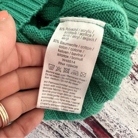 Vintage Vintage Kelly Green Cable-Detail Mock-Neck Sweater Size M / US 6-8 / IT 42-44 - 6 Thumbnail