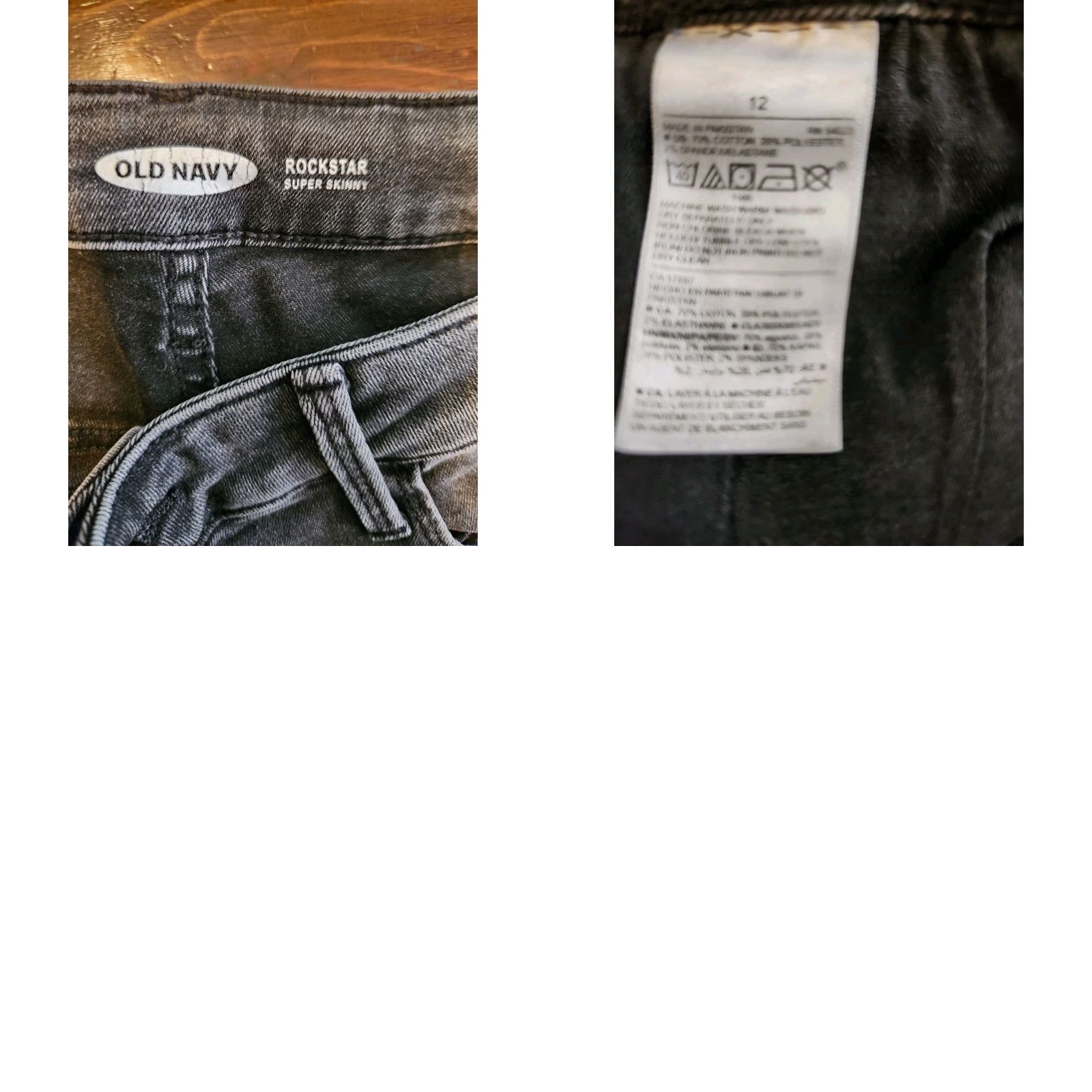 Old Navy Old Navy Womens Rockstar Super Skinny Black Denim Distressed Jeans Size 12 Size 24" / US 00 / IT 34 - 8 Thumbnail