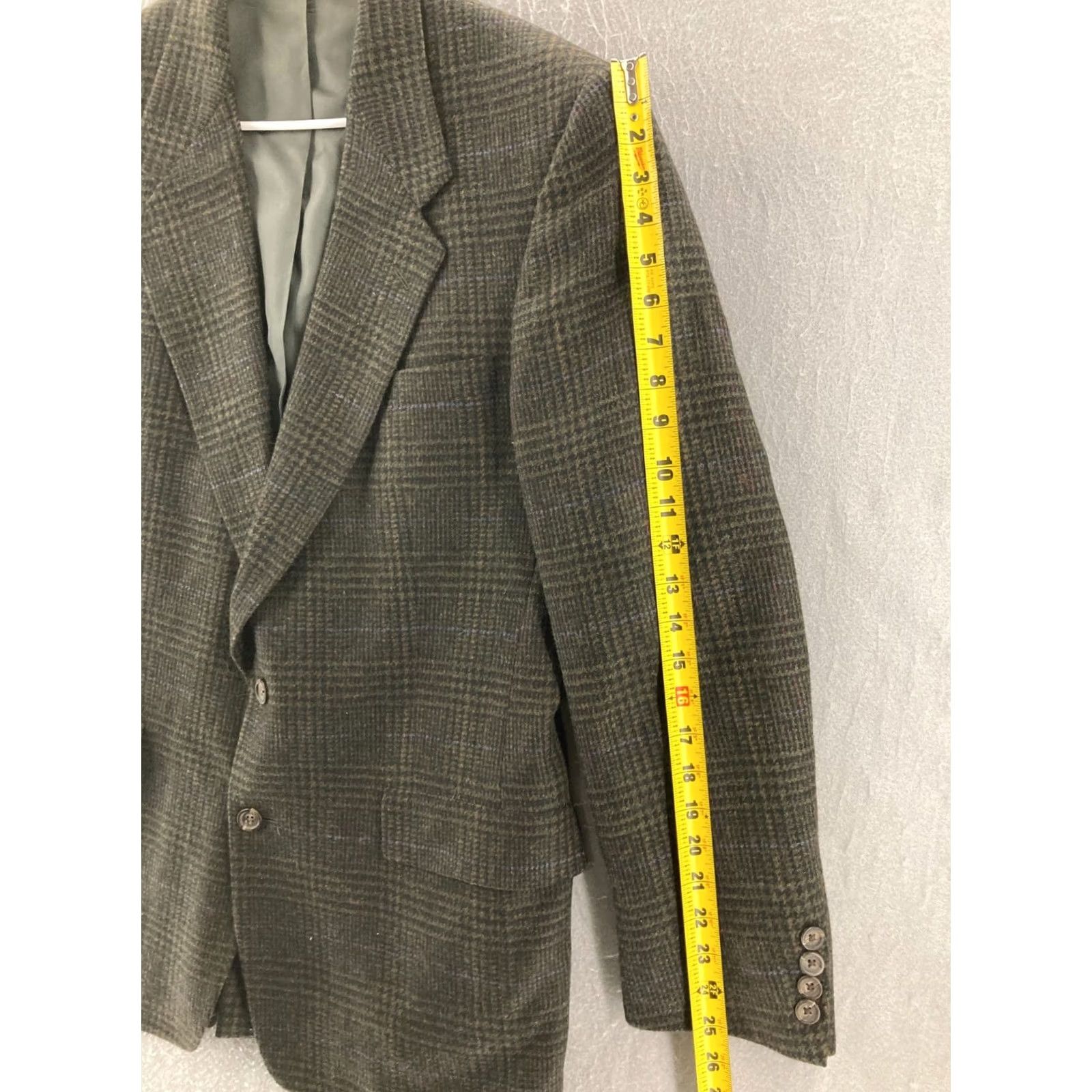 Hart Schaffner Marx Hart Schaffner Marx Blazer Mens Wool Plaid Single-Breasted Two-Button Notch Lapel Long Jacket 42 Multicolor Wool Blazer Men Size 42R - 4 Thumbnail