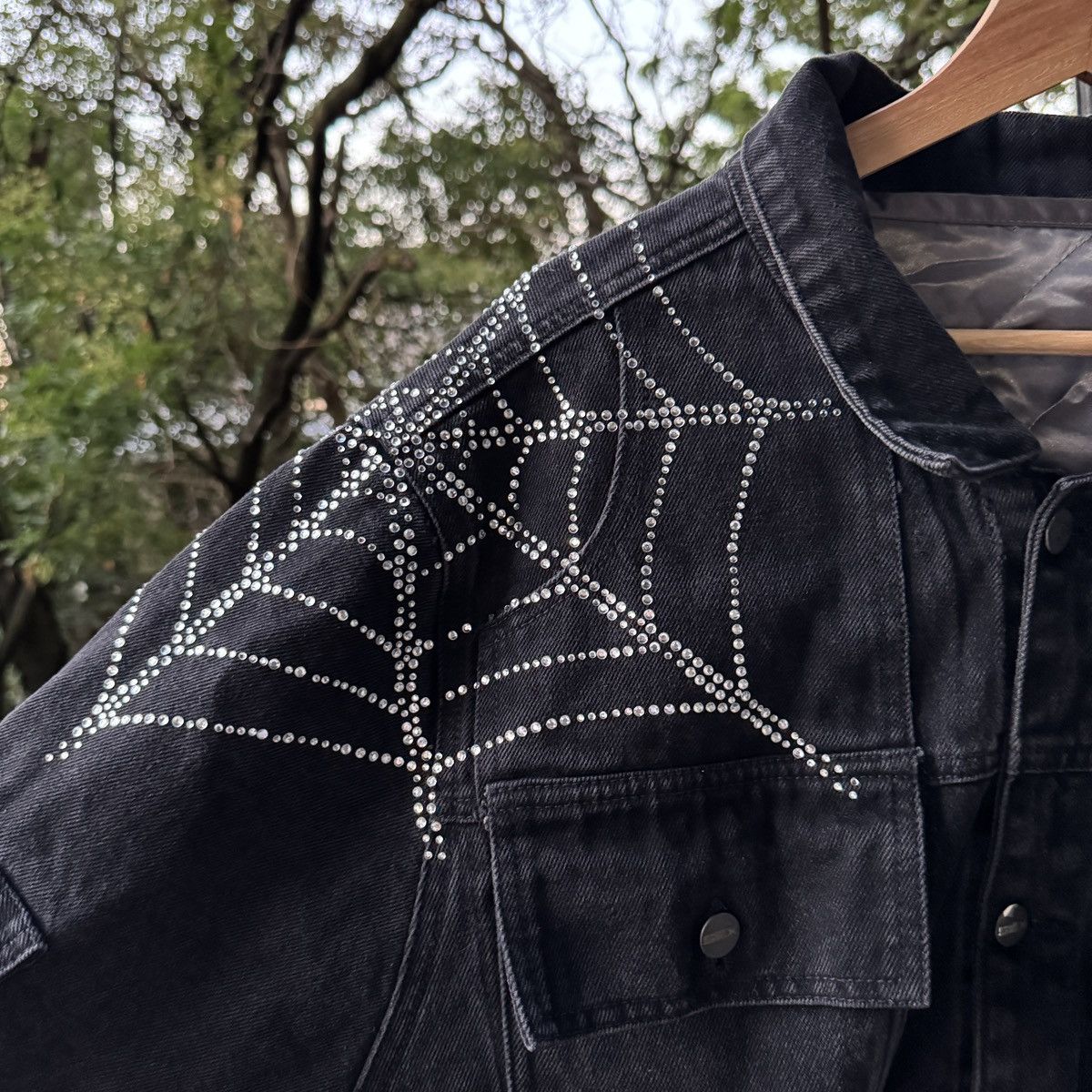 Sp5der Sp5der Worldwide Rhinestone Denim Jacket Size US XXL / EU 58 / 5 - 7 Thumbnail