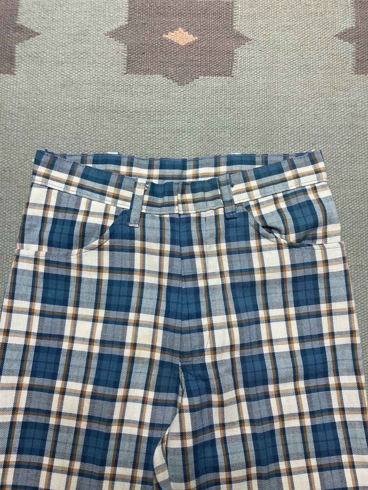 Vintage VTG 1960s plaid pants blue disco hippie Waldes zipper 28x27 Size US 28 / EU 44 - 3 Thumbnail