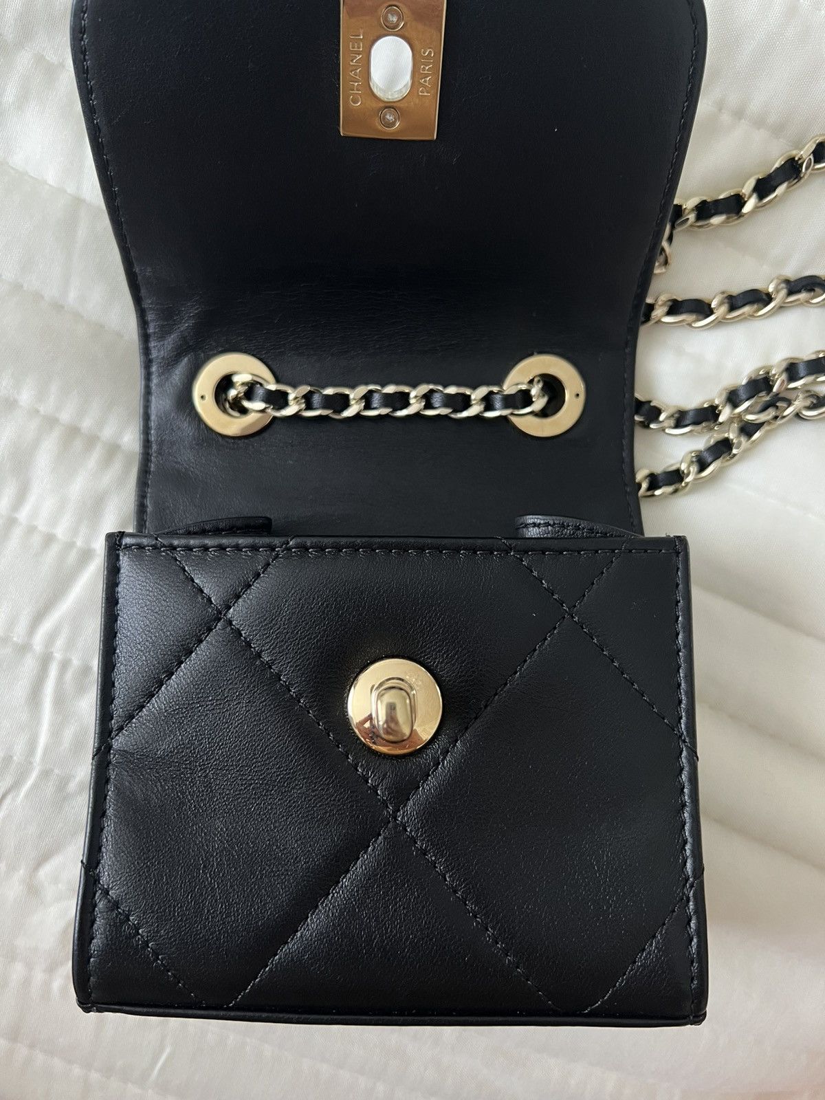 Chanel Chanel Lambskin Quilted Mini Trendy CC Chain Wallet Black Size ONE SIZE - 9 Thumbnail