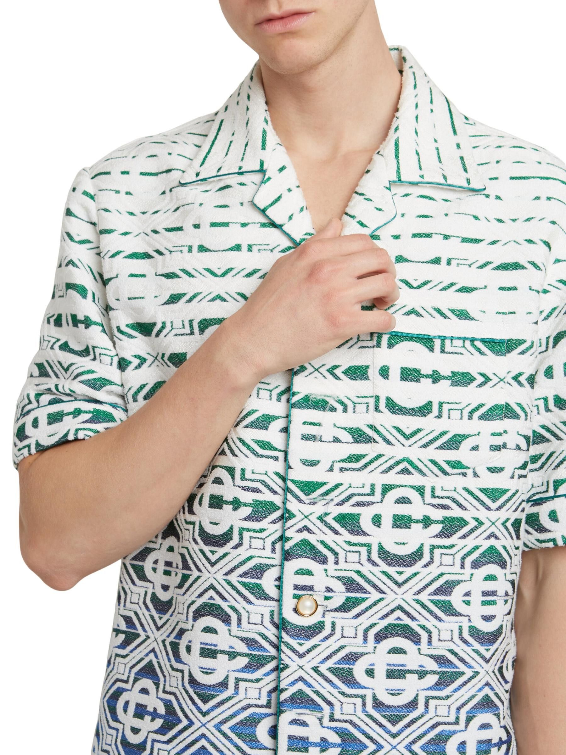 Casablanca os11x0725 Monogrammed Cotton-Blend Shirt in Multicolor Size US L / EU 52-54 / 3 - 5 Thumbnail