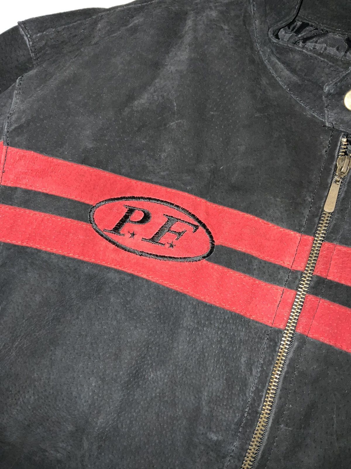 Vintage VTG Y2K Suede Leather Cafe Racer Stripe Motorcycle Jacket Size US L / EU 52-54 / 3 - 5 Thumbnail