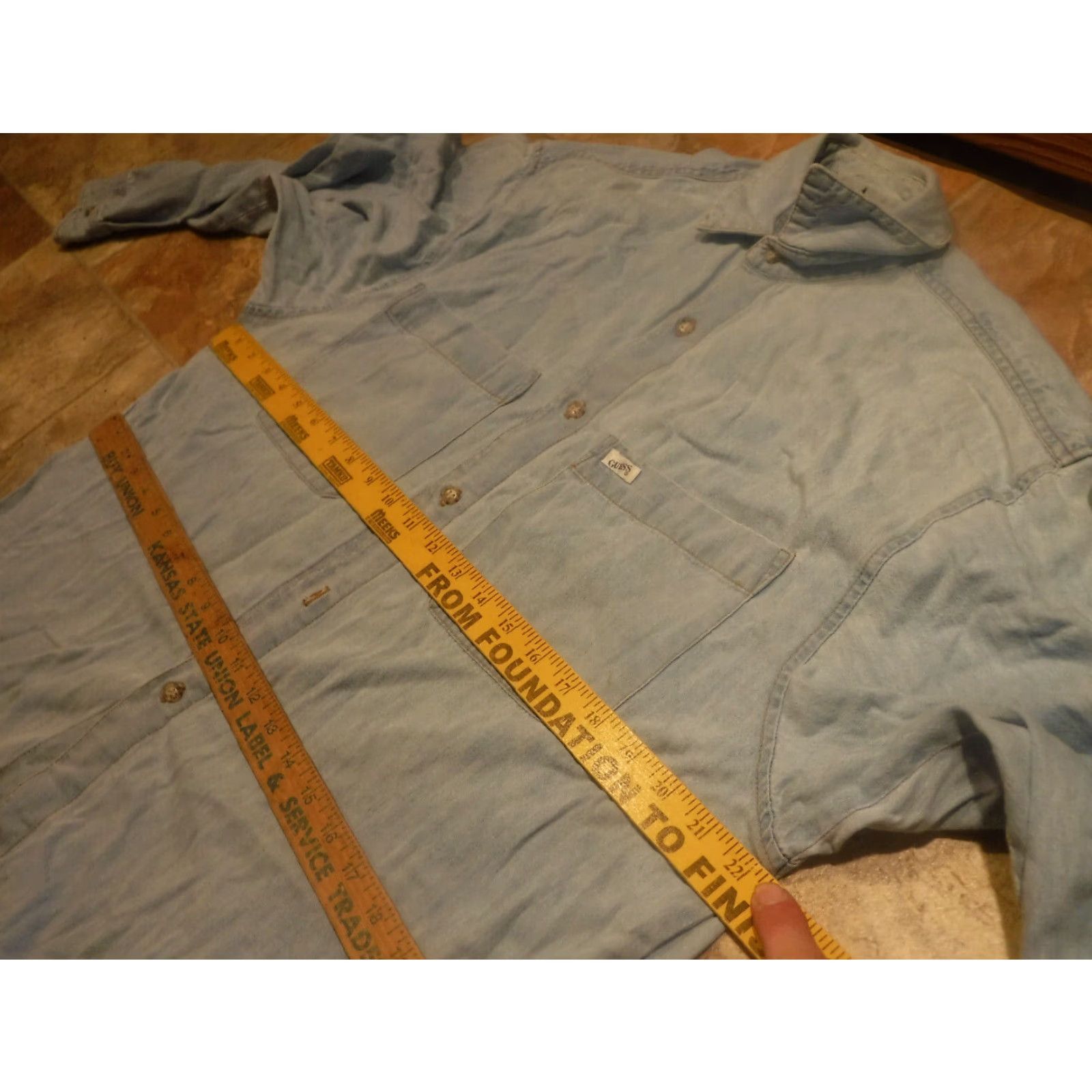 Guess VINTAGE GUESS Cowboy Denim Shirt Adult Small Blue Solid Classic Fit Long Sleeve Mens Size US S / EU 44-46 / 1 - 5 Thumbnail