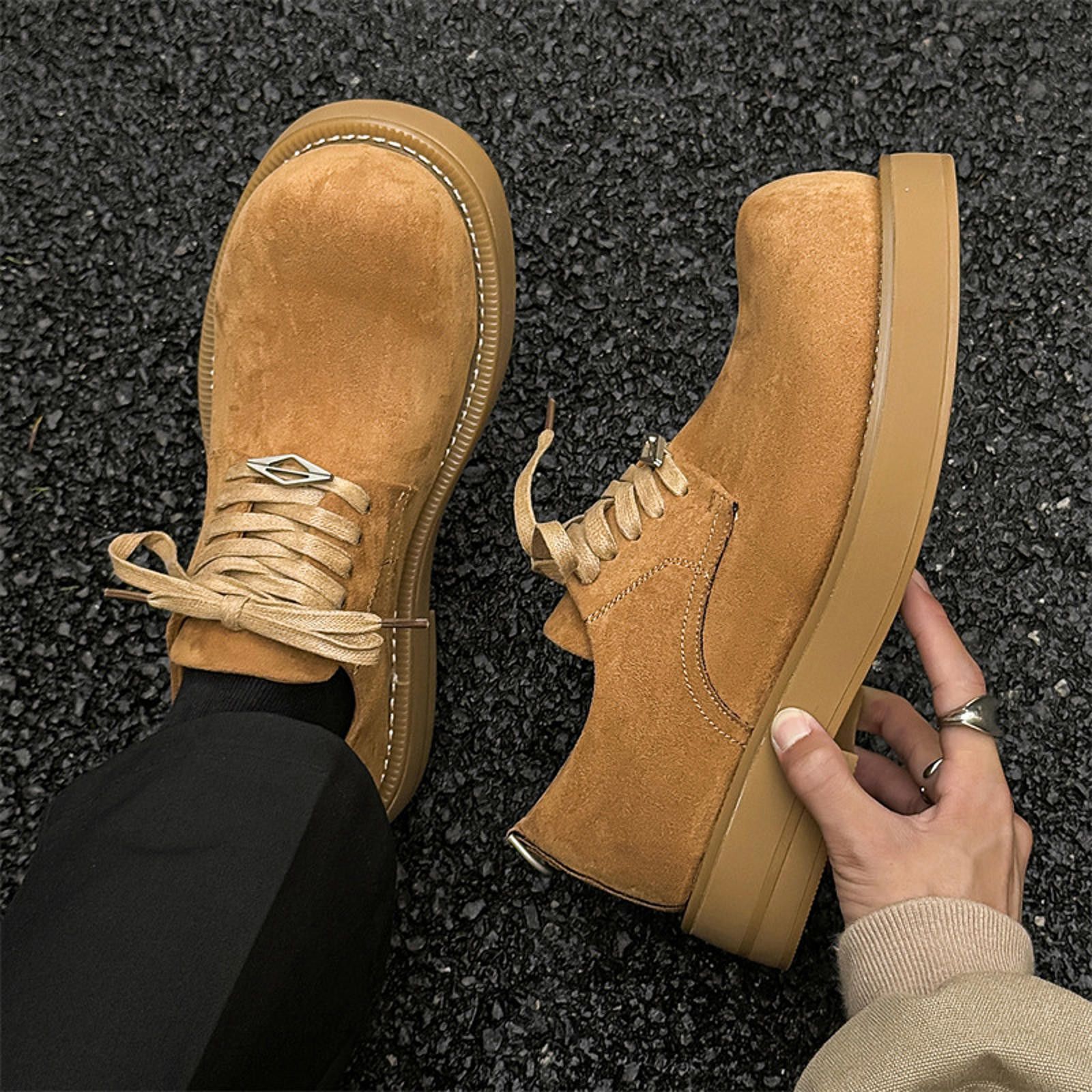 Stylish Suede Lace-Up Shoes - Casual Comfort in Tan, Men's (Size 11)