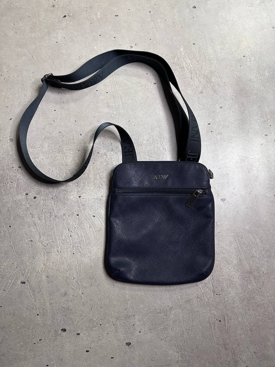 Emporio Armani Armani Jeans Blue Crossbody Shoulder Bag Logo Strap Y2K Size ONE SIZE - 1 Thumbnail