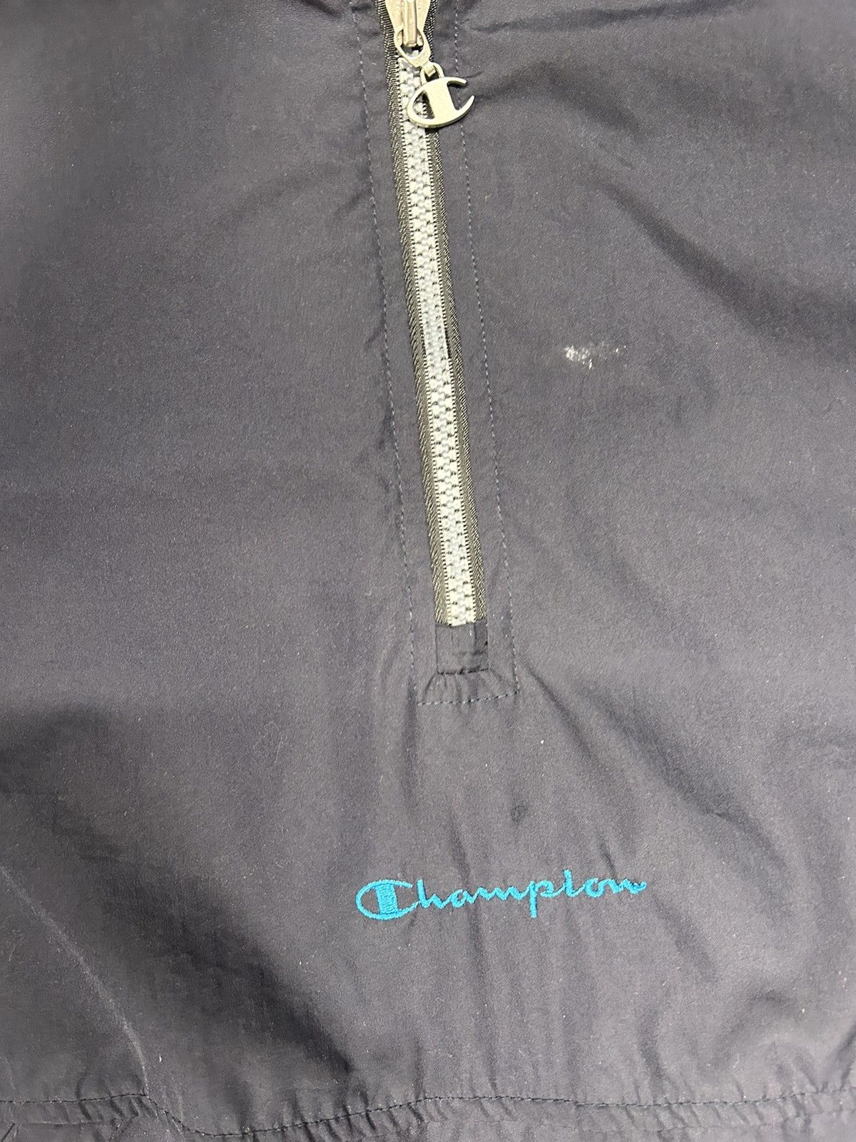 Champion × Vintage Vintage Y2K Champion Navy Quarter Zip WIndbreaker Jacket Size US XL / EU 56 / 4 - 2 Thumbnail