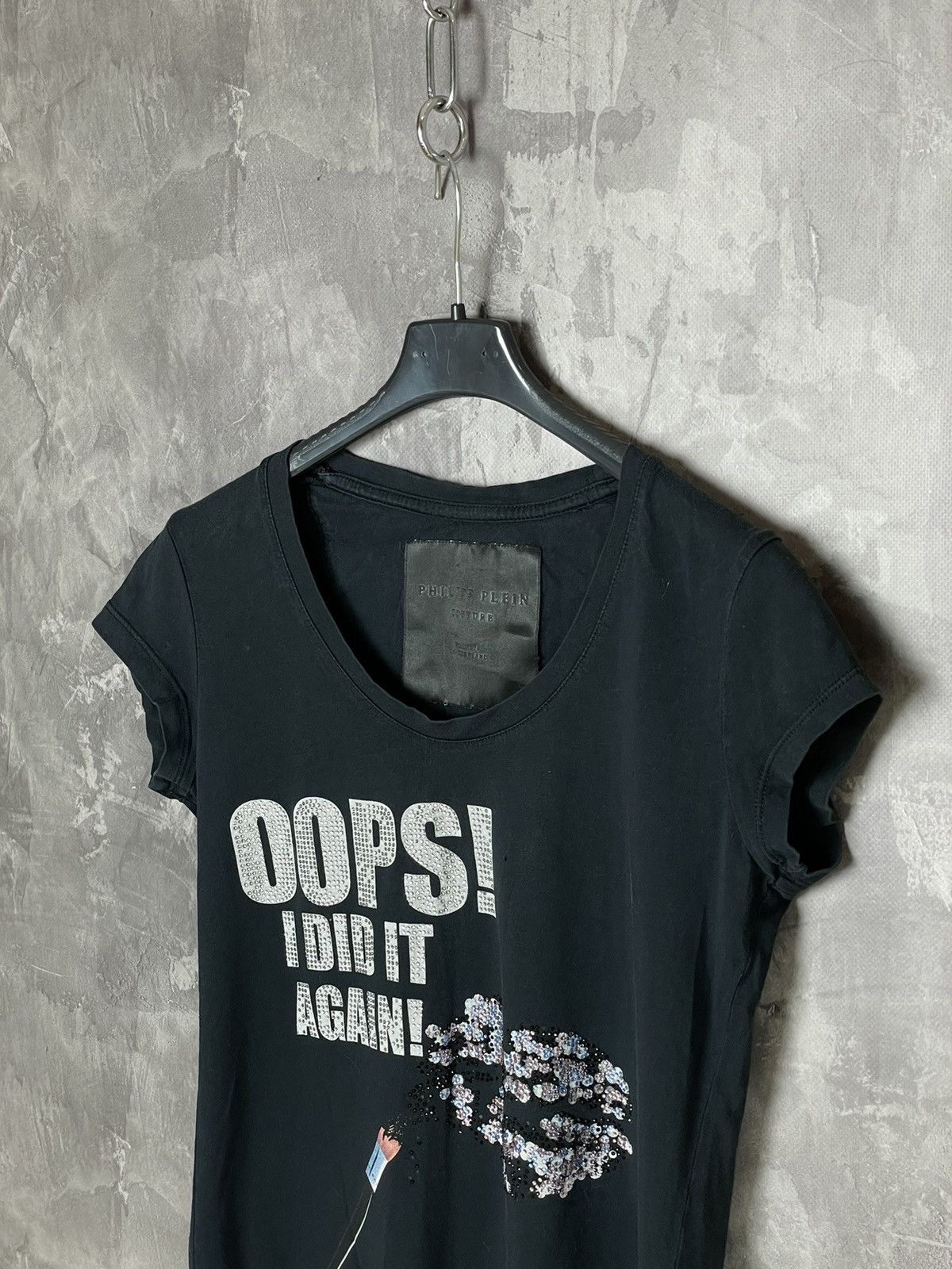 Philipp Plein Vintage Black Philipp Plein Tee Tank Top Crystals “oops” Size S / US 4 / IT 40 - 10 Thumbnail