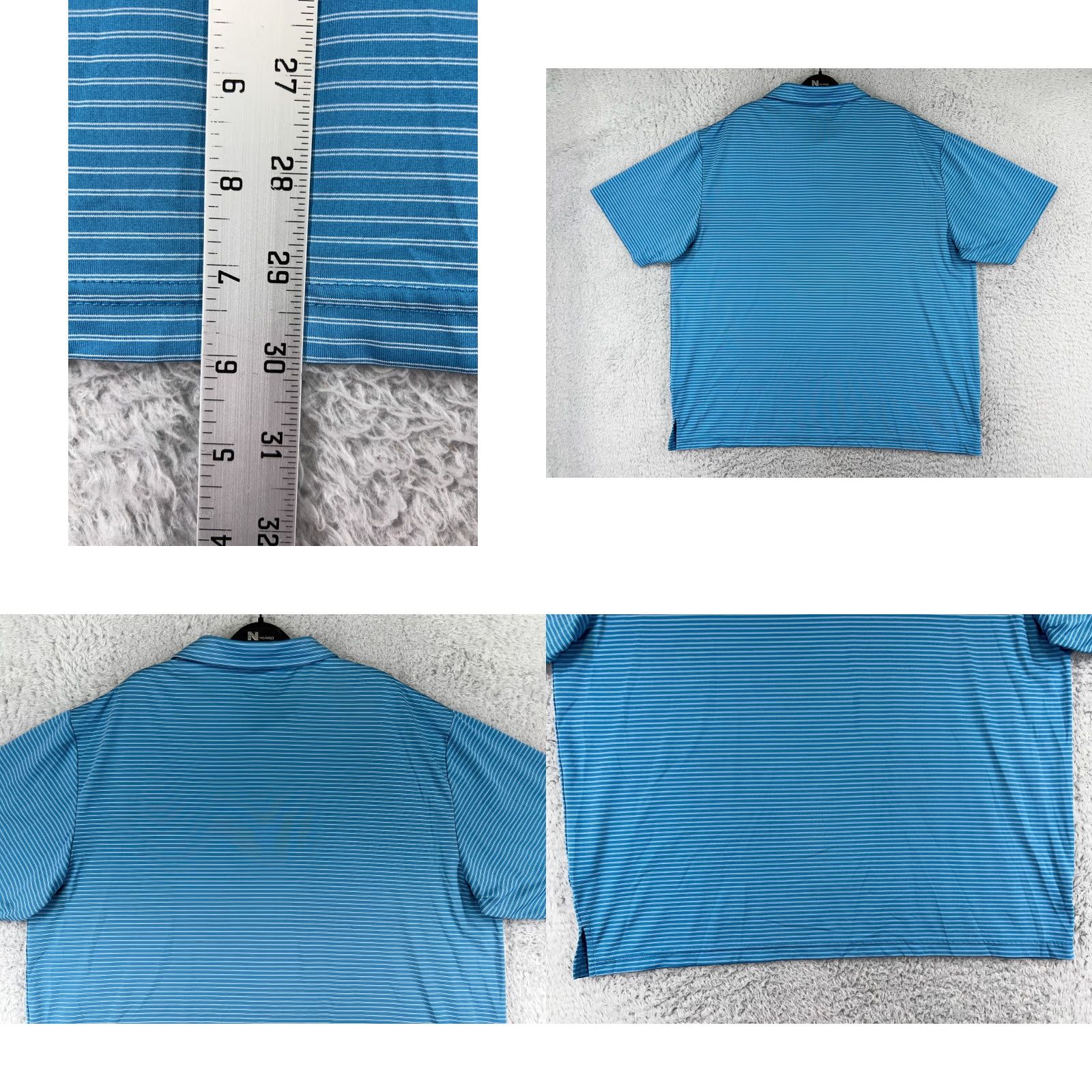 Hogan Ben Hogan Polo Shirt Adult 2XL Blue Stripe Pattern Polyester Golf Polo Shirt Men Large Striped blue 2XL Ben Hogan Mens Polo Size US XXL / EU 58 / 5 - 9 Thumbnail