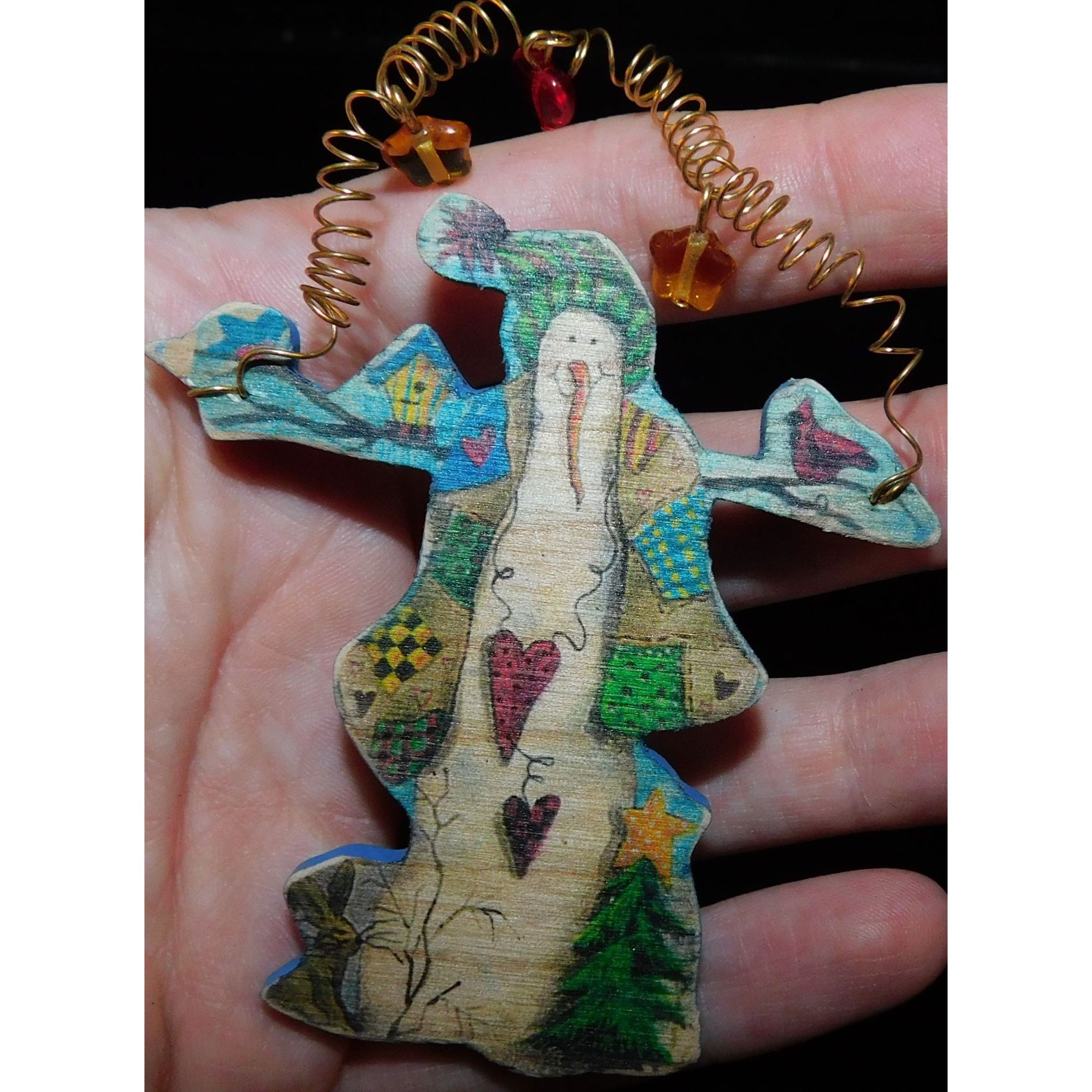 Handmade Handmade Vintage Rustic Wooden Snowman Brooch Size ONE SIZE - 2 Thumbnail