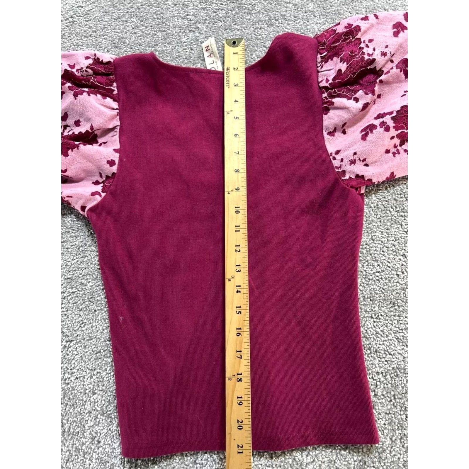 Vintage Dolan Blouse Womens Small Purple Cotton Ribbed Knit Puff Sleeve V Neck Top Size S / US 4 / IT 40 - 5 Thumbnail