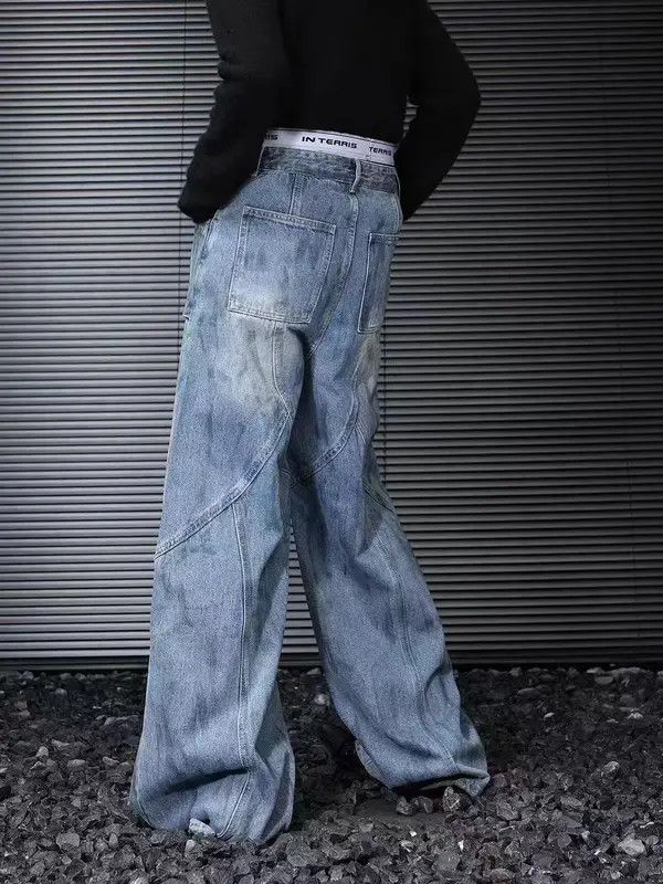 Japanese Brand VIBE Deconstructed washed distressed baggy jeans Size US 30 / EU 46 - 4 Thumbnail