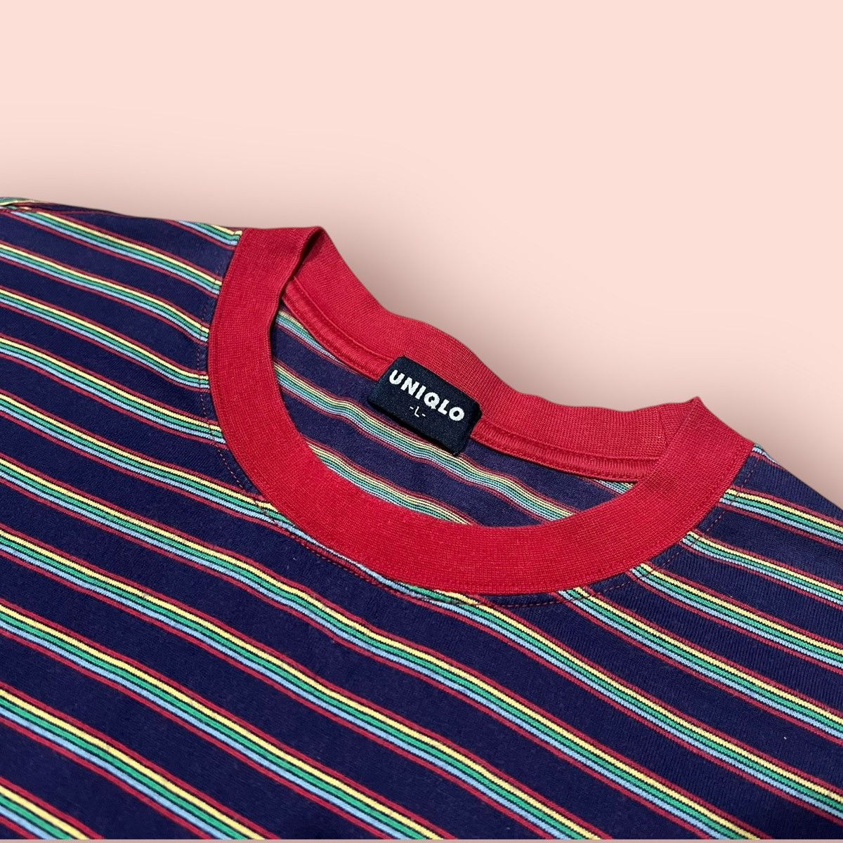 Japanese Brand × Jun Takahashi × Uniqlo VINTAGE 90s/Y2K UNIQLO PURPLE STRIPED TEE Size US L / EU 52-54 / 3 - 4 Thumbnail