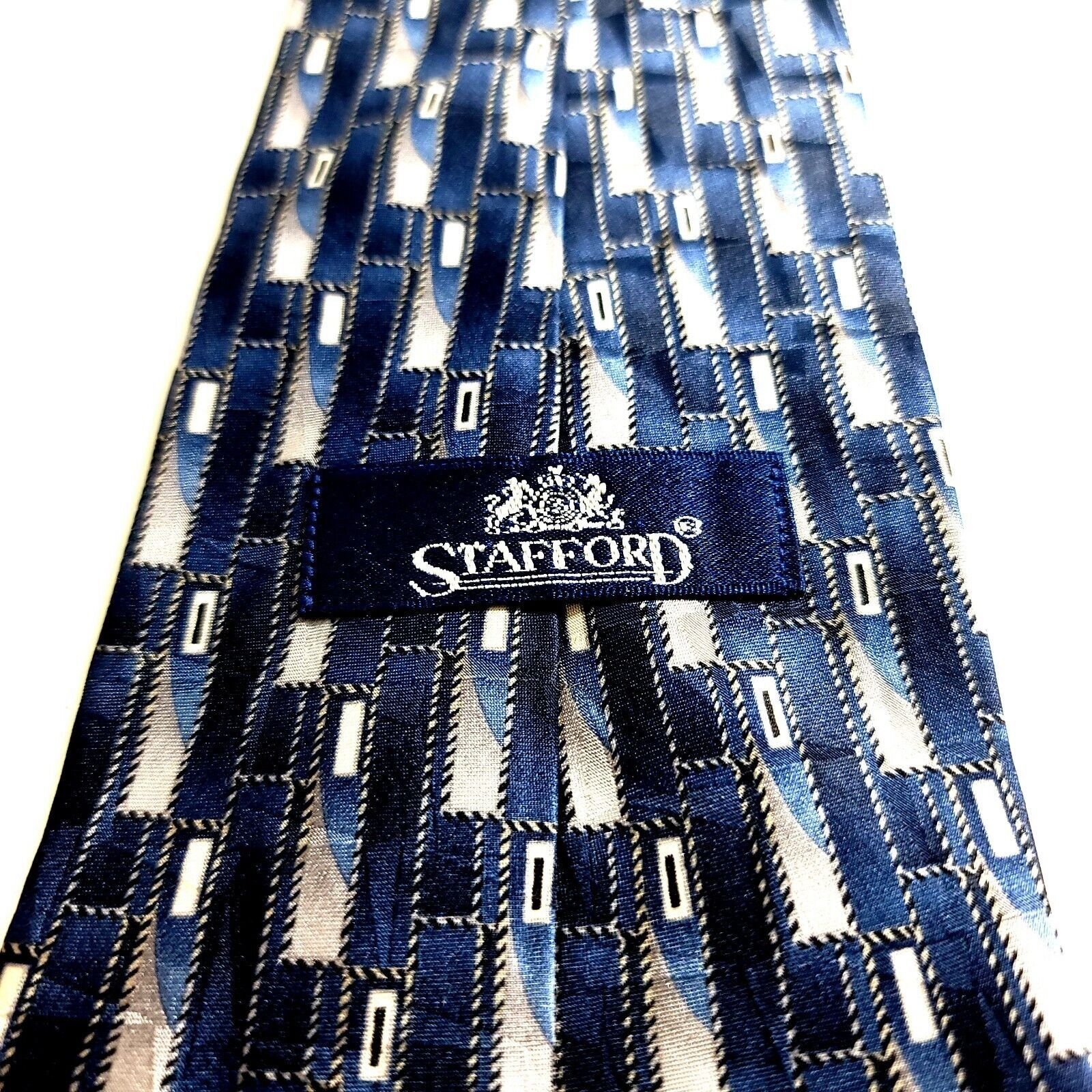 Stafford Stafford Blue Abstract Geometric Jacquard Print Blue Wide Si Size ONE SIZE - 3 Thumbnail