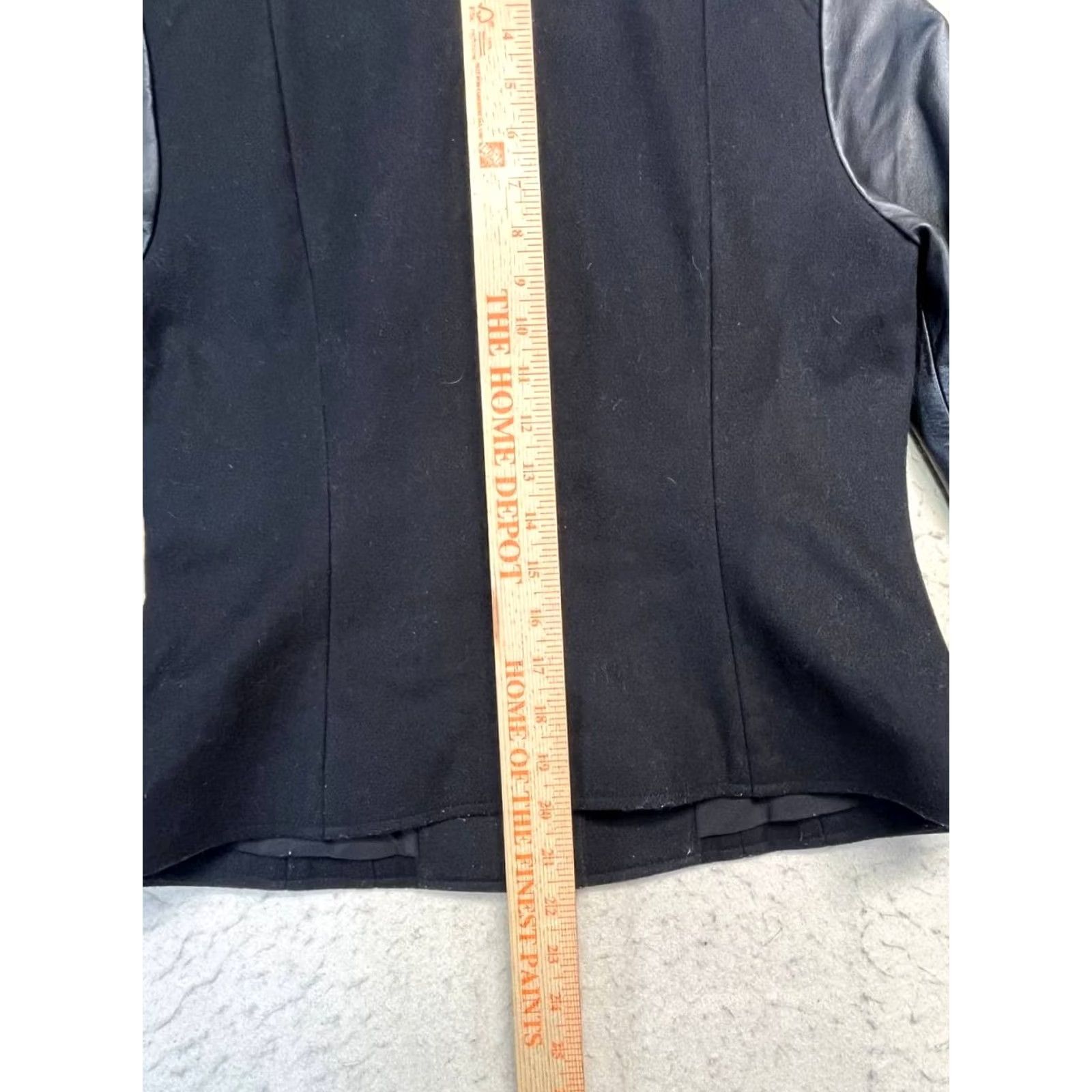 Vintage Valette Tweed Jacket Women’s Size M Black Contrast Leather Sleeve Moto Size M / US 6-8 / IT 42-44 - 5 Thumbnail