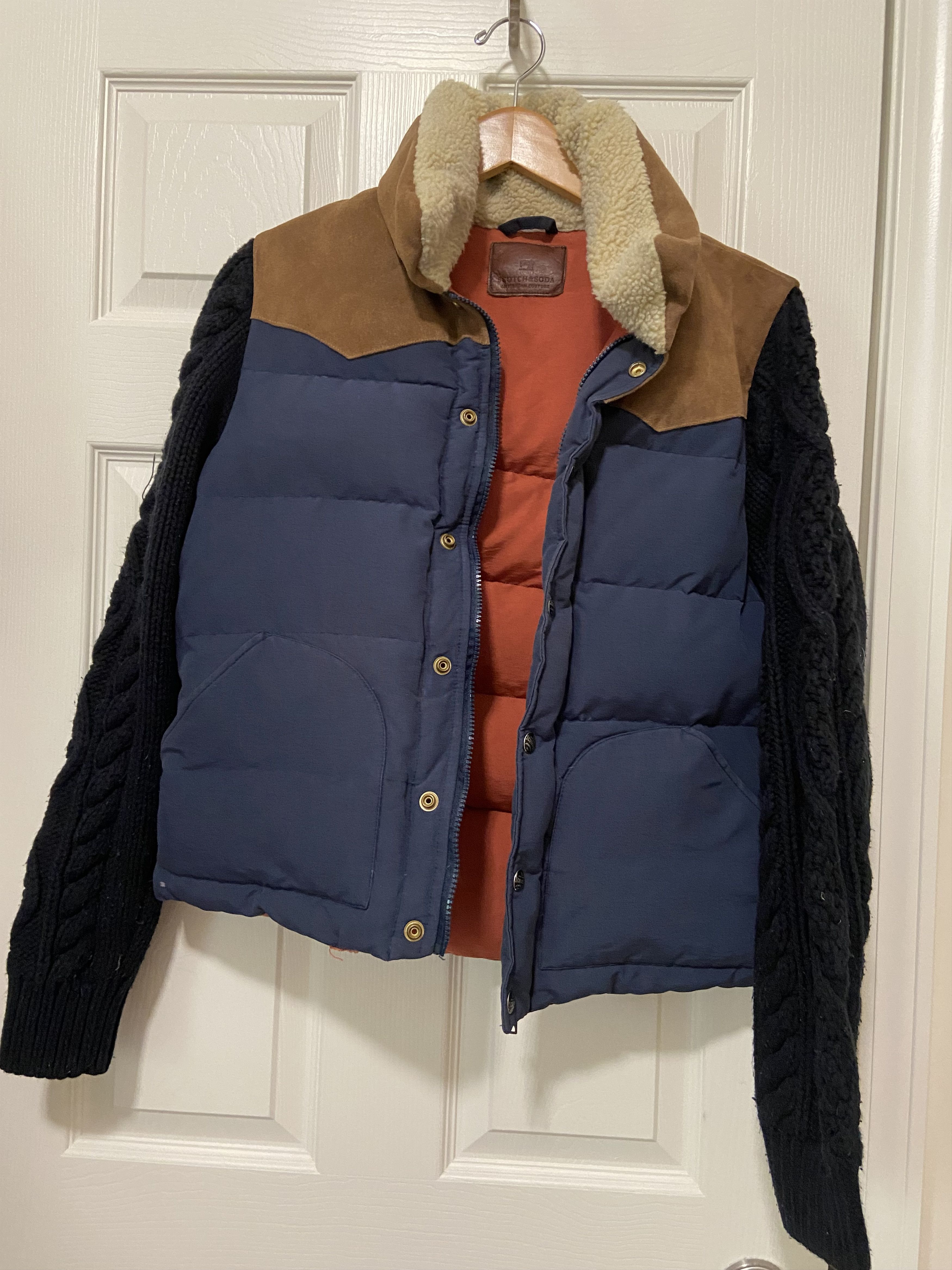 Scotch & Soda Scotch & Soda Gilet Dark Down Leather Down Puffer With Knit Size US S / EU 44-46 / 1 - 1 Thumbnail