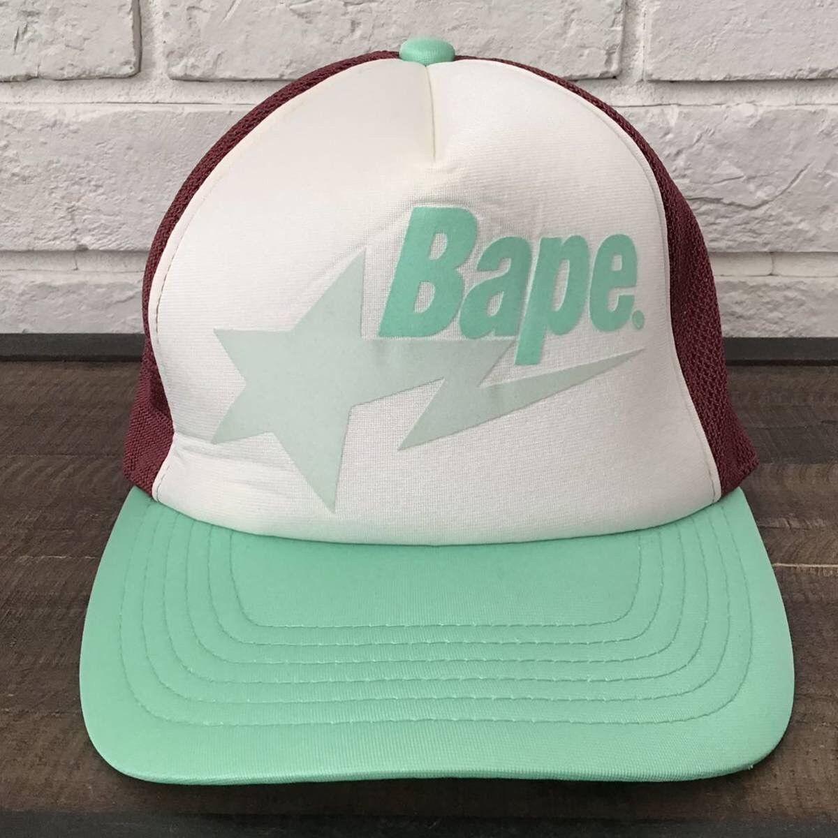 image of Sendai Color Bape Sta Logo Tracker Hat Cap A Bathing Ape in Mint/White, Men's