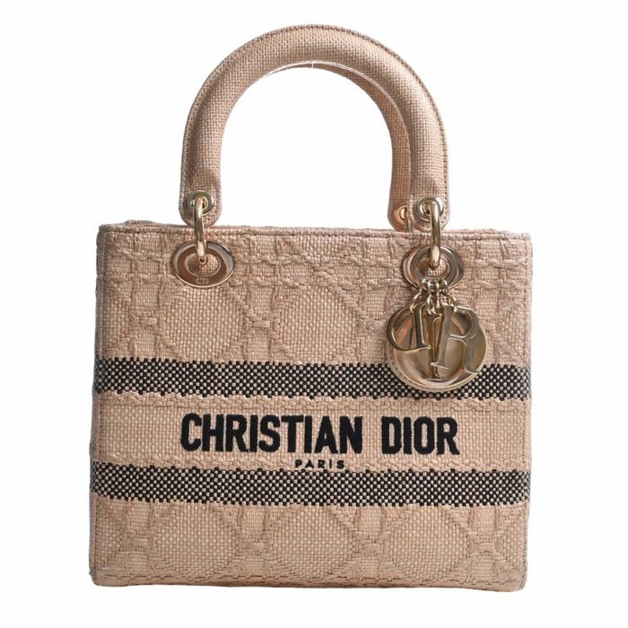 Dior Christian Dior LADY D-LITE Cannage Raffia Medium Bag Handbag ...