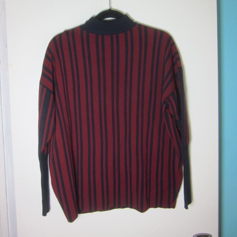 Tanya Taylor Tanya Taylor Size XL Sample Sweater Burgundy Navy Stripe Oversized Turtleneck Size XL / US 12-14 / IT 48-50 - 11 Thumbnail