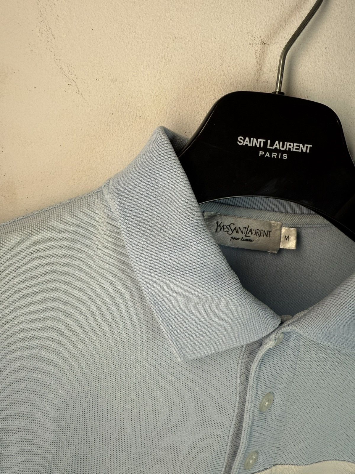 Yves Saint Laurent White/Blue YSL Polo Big Logo YSL Shirt Size US M / EU 48-50 / 2 - 14 Thumbnail