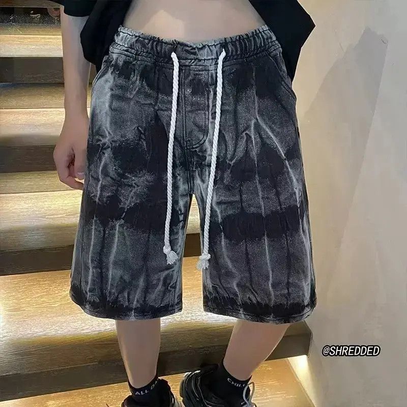 Japanese Brand Straight tie dye wide leg denim shorts Size US 32 / EU 48 - 6 Thumbnail