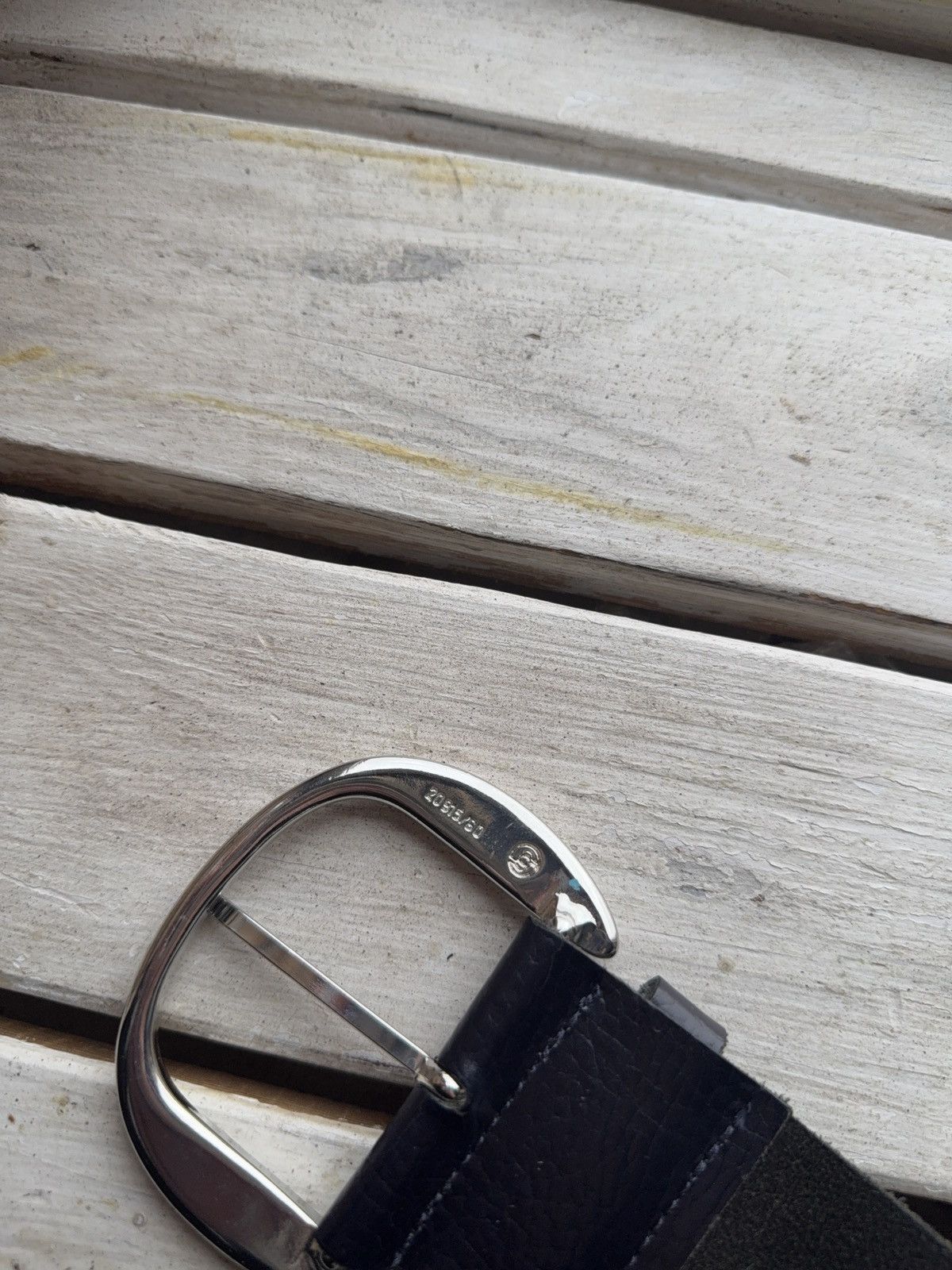 Japanese Brand Baguette Accessoires Navy Leather Belt 95cm Silver Buckle Size ONE SIZE - 11 Thumbnail