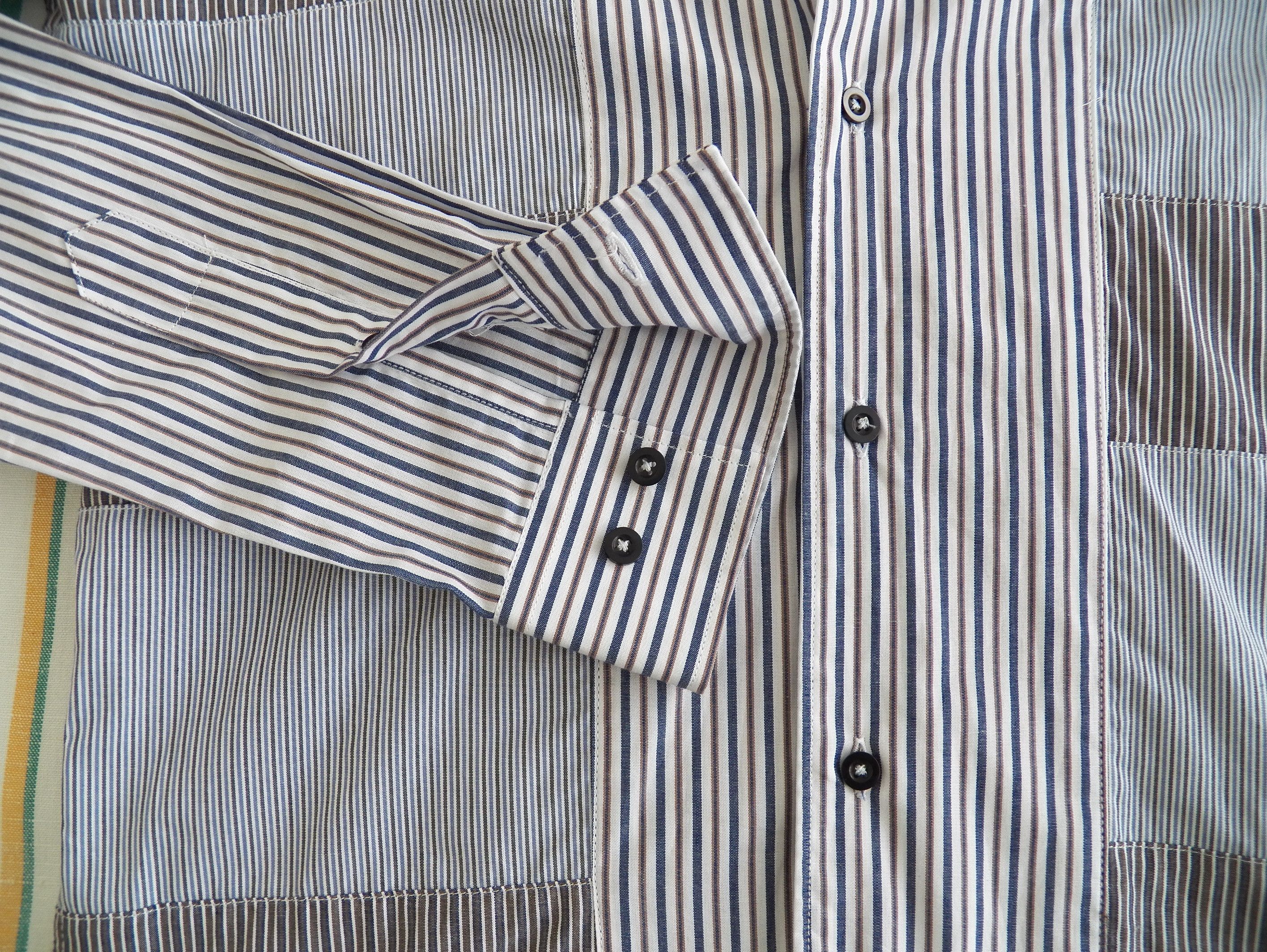 Imperial IMPERIAL Tailoring Mens Lapel Shirt Patchwork Stripe Cotton Size US L / EU 52-54 / 3 - 3 Thumbnail