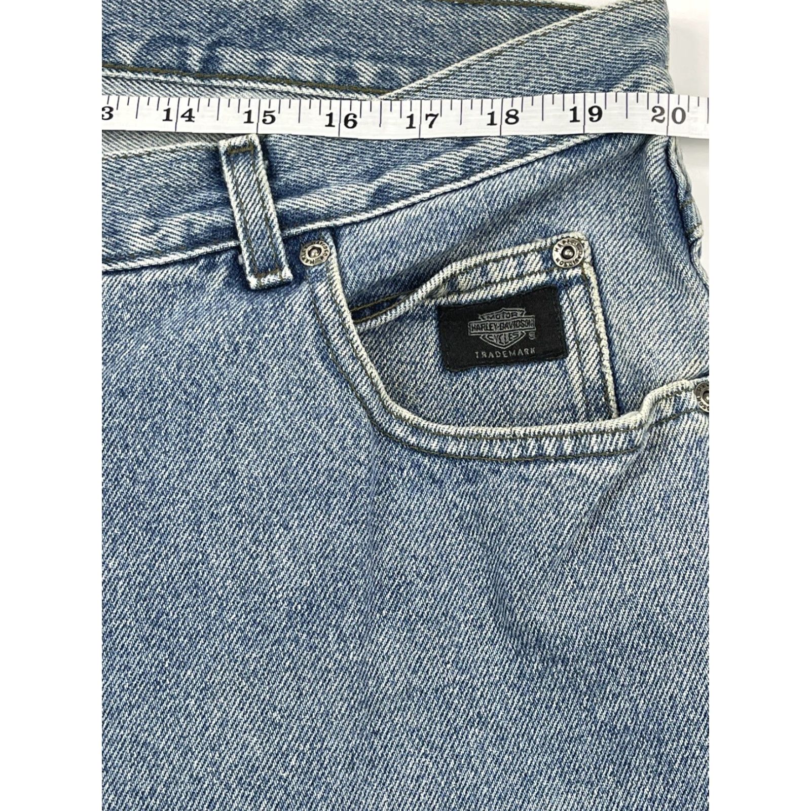 Harley Davidson VINTAGE Harley-Davidson Jeans Denim Mens 40x30 Blue Light Wash 90s Bootcut Regular Inseam 30 Men’s Size US 40 / EU 56 - 5 Thumbnail