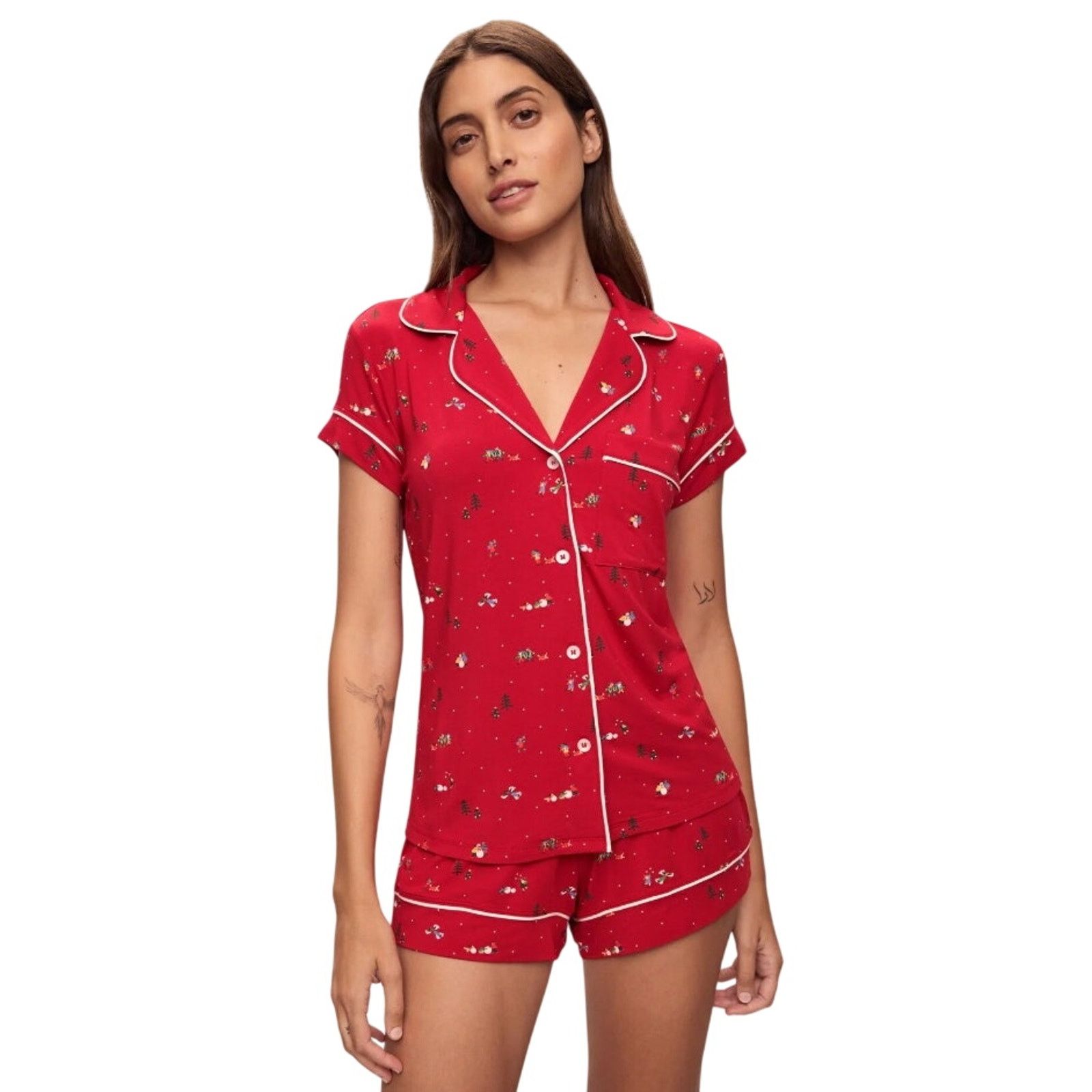 Eberjey Eberjey Women Red Christmas Shortie Short Pajamas Set Size S Size ONE SIZE - 1 Thumbnail