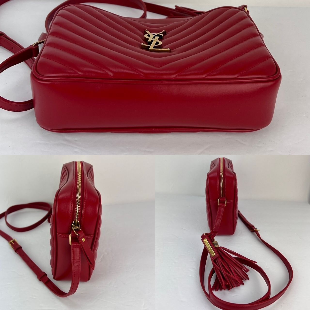 Yves Saint Laurent YVES SAINT LAURENT Matelasse Calfskin Lou Camera Red Crossbo Size ONE SIZE - 3 Thumbnail