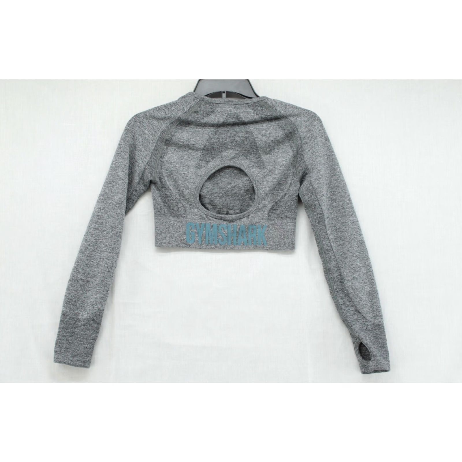 Gymshark Gymshark Top Women's Medium Gray Heather Flex Long Sleeve Cropped Cutout Back Shirt Adult Female Gray Heather Cropped Back Size M / US 6-8 / IT 42-44 - 5 Thumbnail