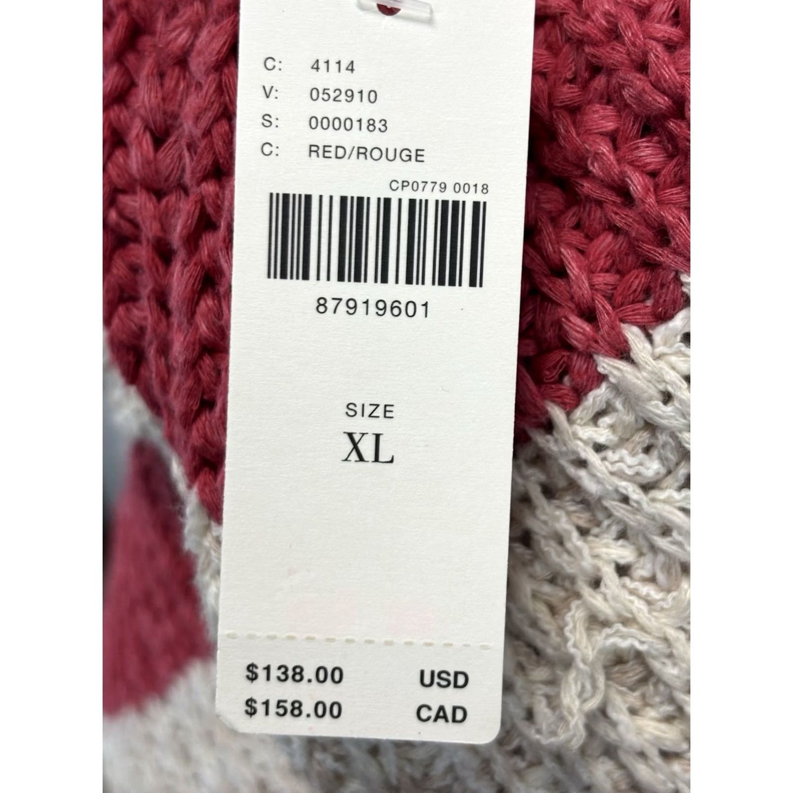 Vintage Pilcro Anthropologie Bell Sleeve Henley Sweater Women’s XL Striped Coastal Pink Cream Coastal Nautical Slouchy Crew Mens Women Girls Size XL / US 12-14 / IT 48-50 - 8 Thumbnail