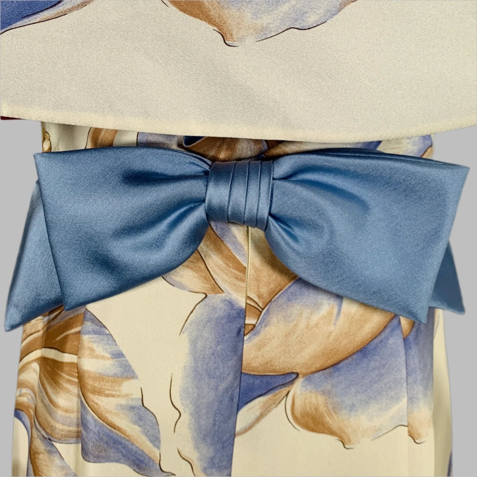 Other Size 6 Cream Blue Tan Silk Floral Shawl Strapless Gown Size M / US 6-8 / IT 42-44 - 5 Thumbnail