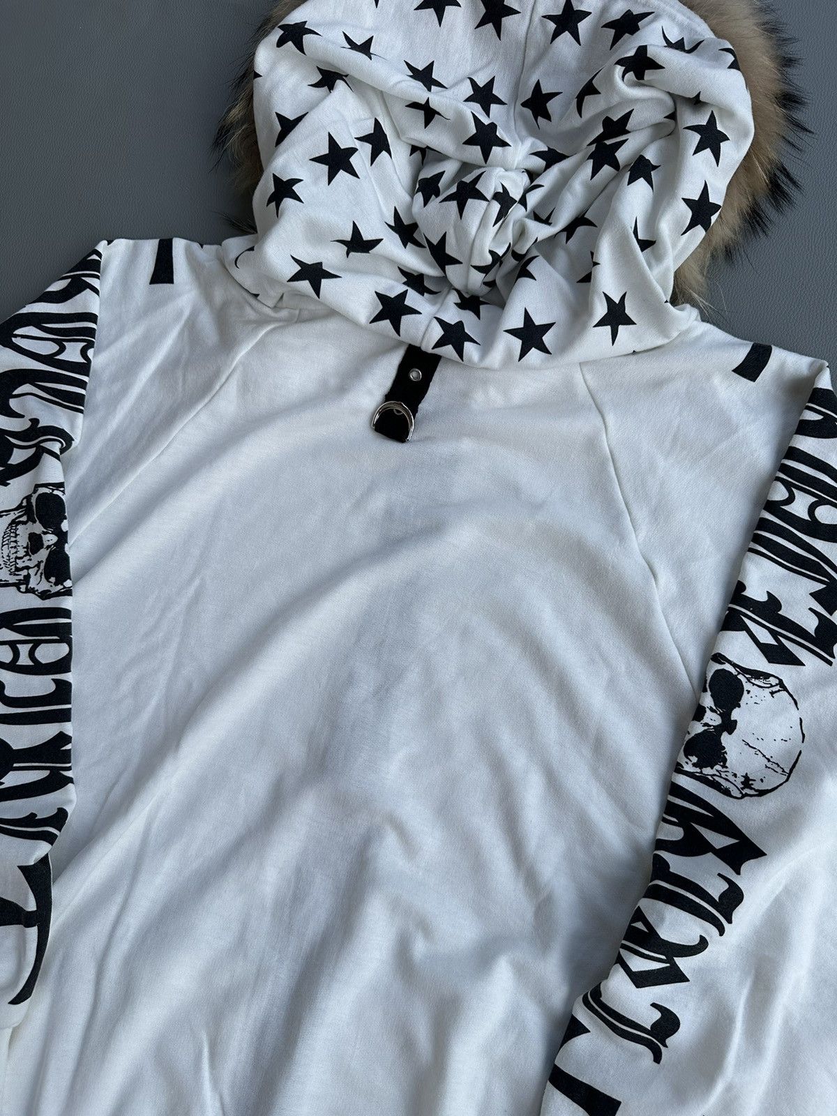 20471120 ROCK GIRL SKULL AND STARS BOXY ZIP FUR HOODIE LGB PUNK STYLE Size L / US 10 / IT 46 - 5 Thumbnail