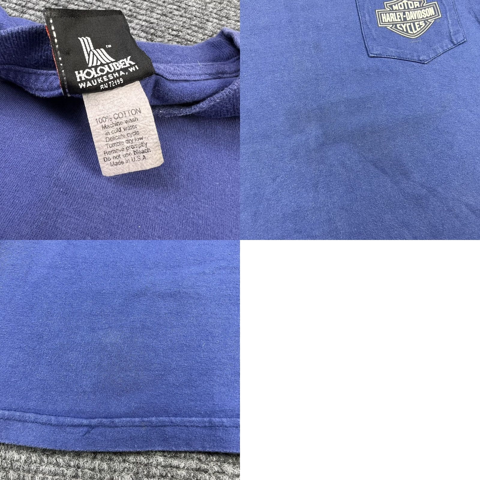 Harley Davidson VINTAGE Harley-Davidson Wilmington NC Graphic T-Shirt Mens M Blue 100% Cotton Logo Pocket Double-Sided Size US M / EU 48-50 / 2 - 8 Thumbnail