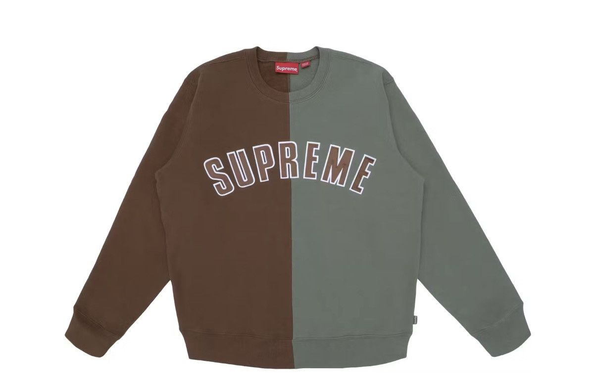 Supreme BRAND NEW Supreme split crewneck brown/green Size US L / EU 52-54 / 3 - 1 Thumbnail