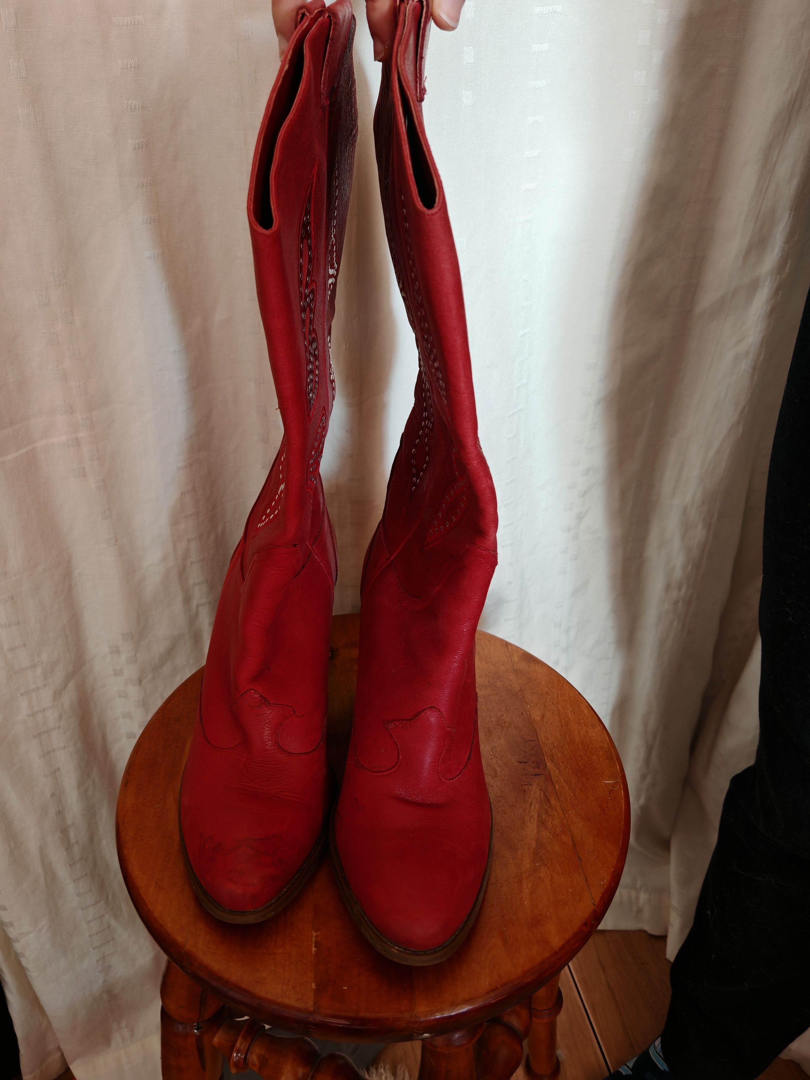 Genuine Leather × Jessica Simpson Jessica Simpson Caralee Women Leather Western Boot Red sz 9M Size US 11.5 / IT 41.5 - 2 Thumbnail