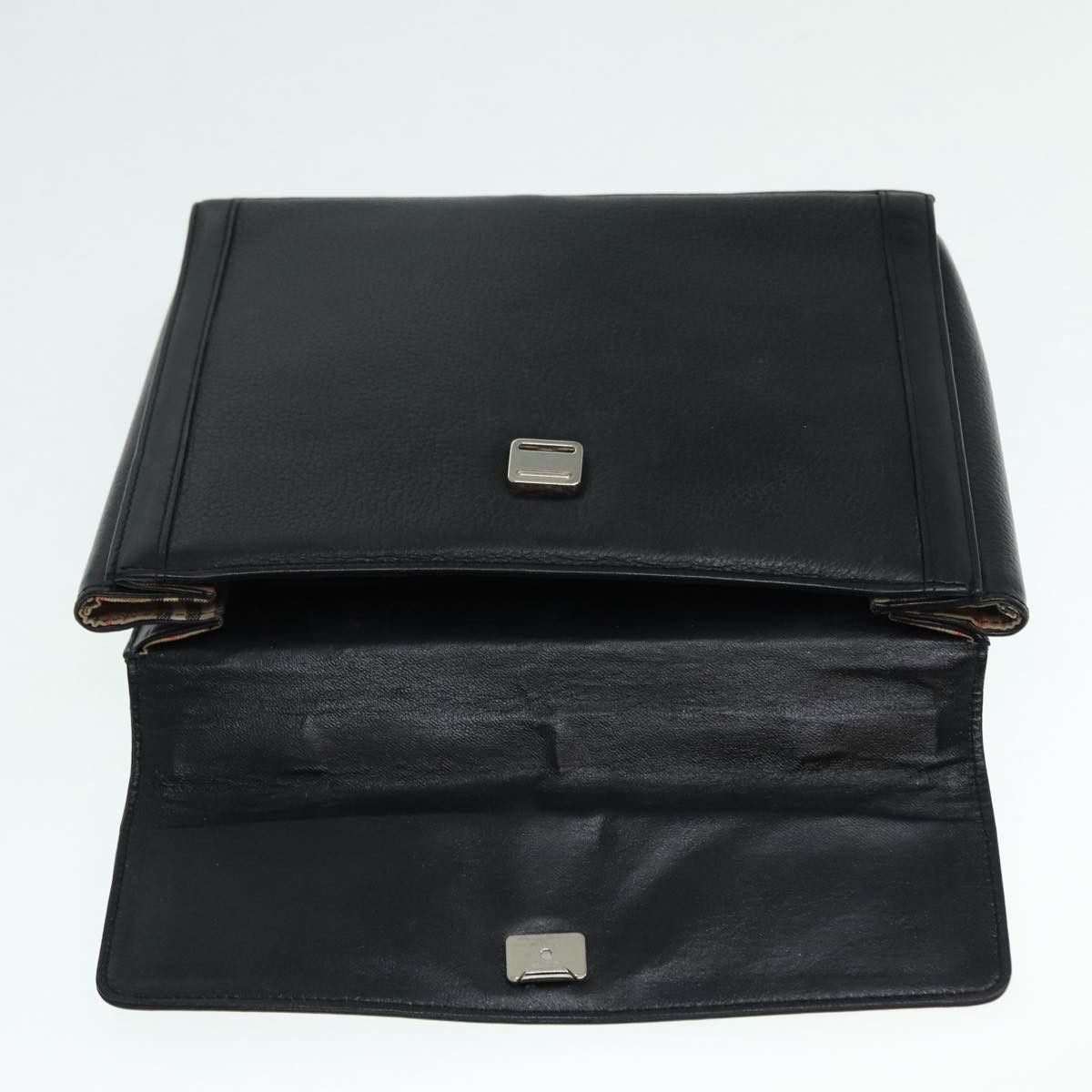 Burberry Burberry Hand Bag Leather Black Silver Size ONE SIZE - 11 Thumbnail