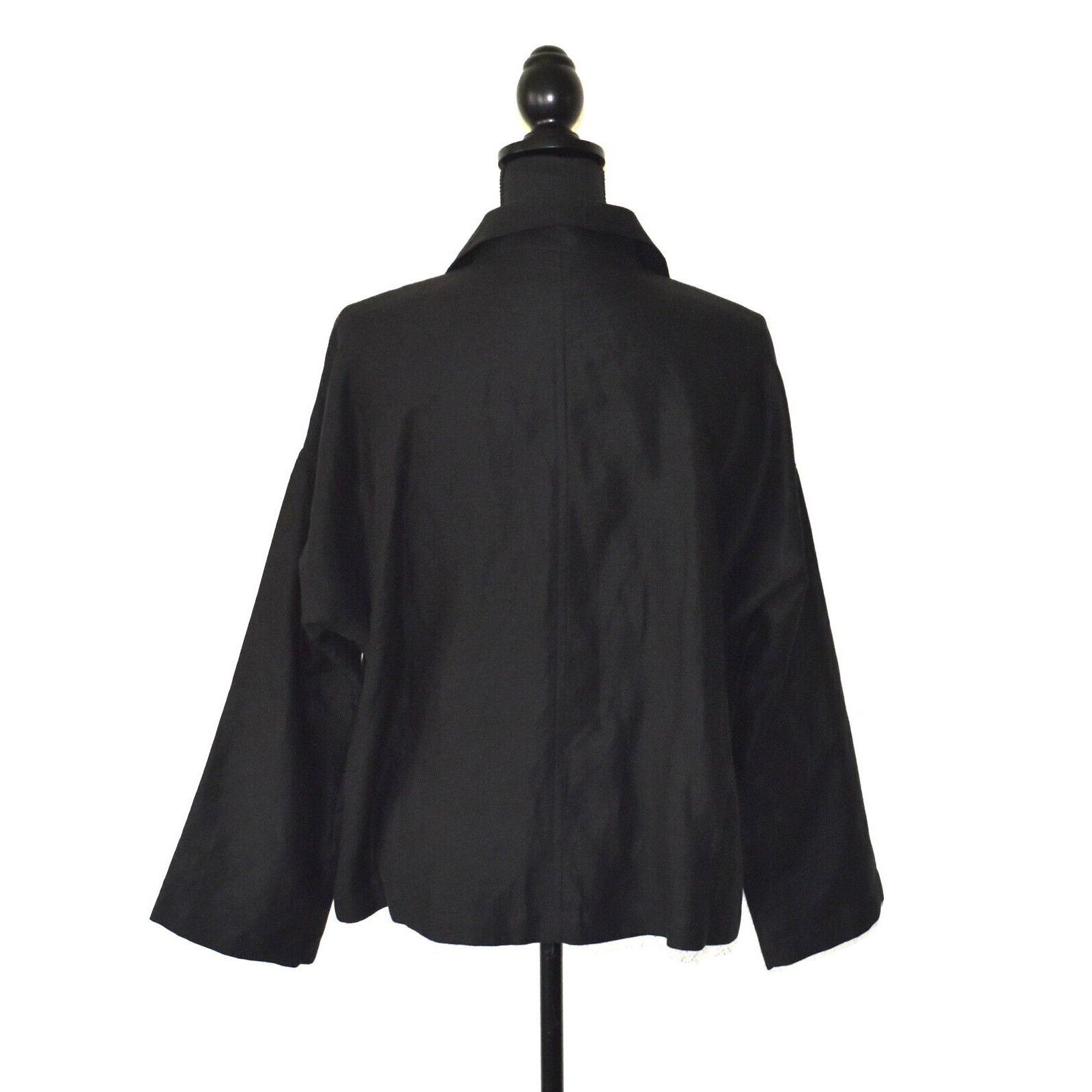 Eileen Fisher NEW EILEEN FISHER Black Organic Linen Open Front Jacket Sz M Size M / US 6-8 / IT 42-44 - 3 Thumbnail