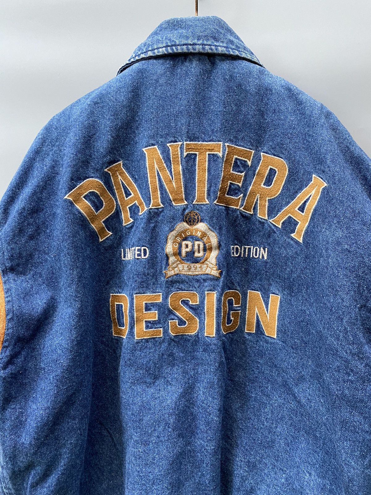 Vintage 1994 Pantera Design Denim Letterman Varsity Jacket Size US L / EU 52-54 / 3 - 6 Thumbnail