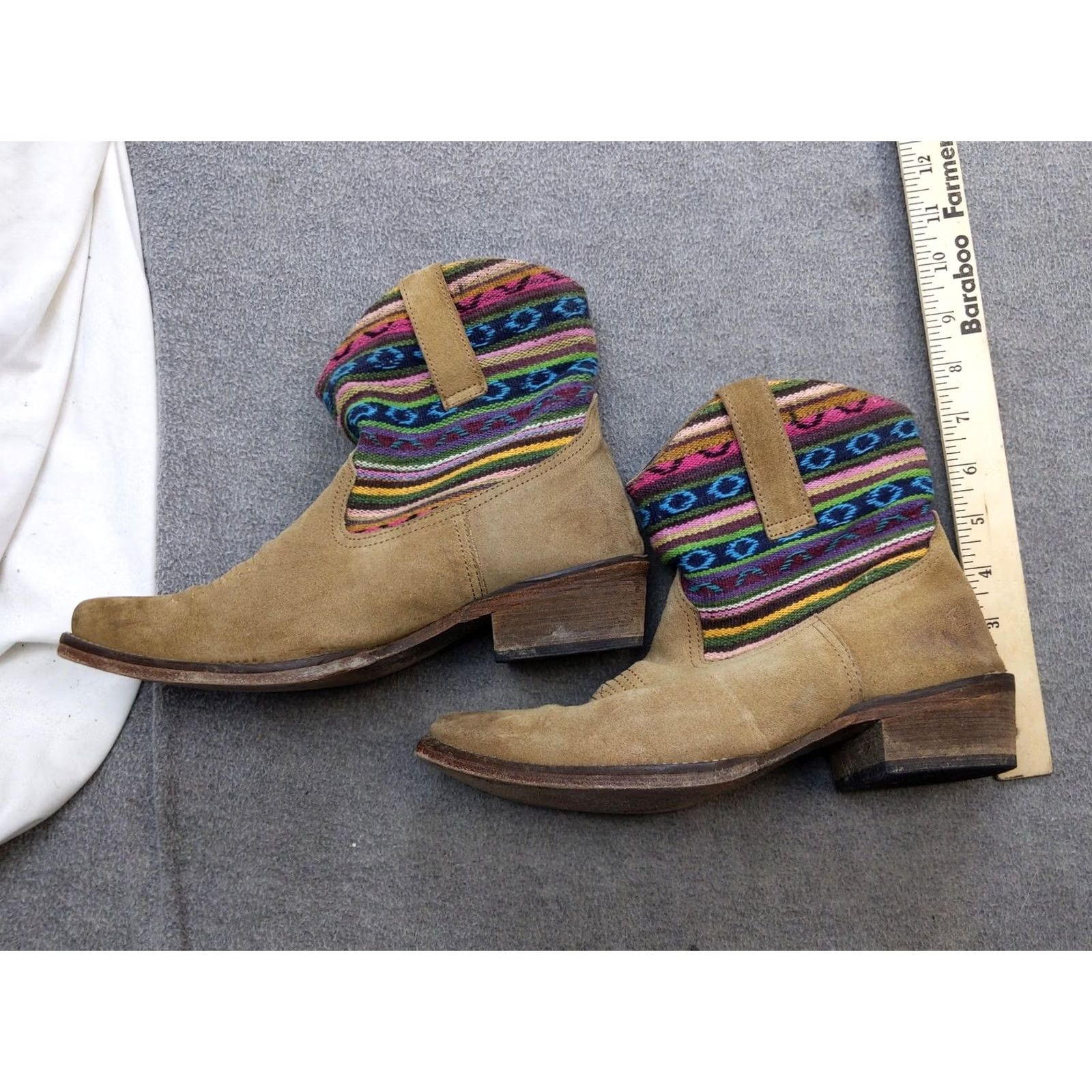 Roper Roper Western Boots Womens 8.5 Tan Suede Ankle Multicolor Striped Boho Casual Western Boot Womens US 8.5 Multi Stripe Size US 9 / IT 39 - 2 Thumbnail