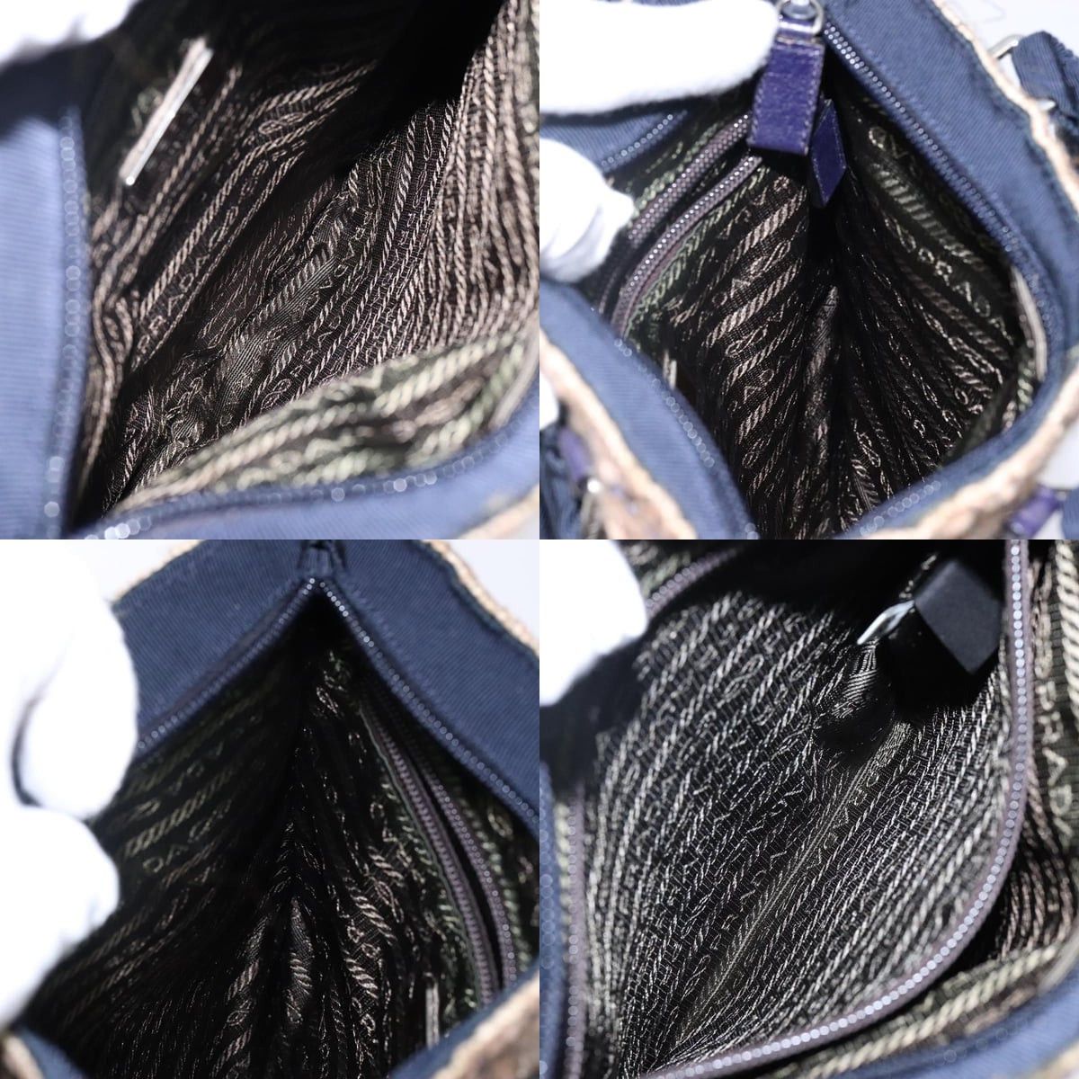 Prada PRADA Hand Bag Tweed Beige Silver Size ONE SIZE - 12 Thumbnail
