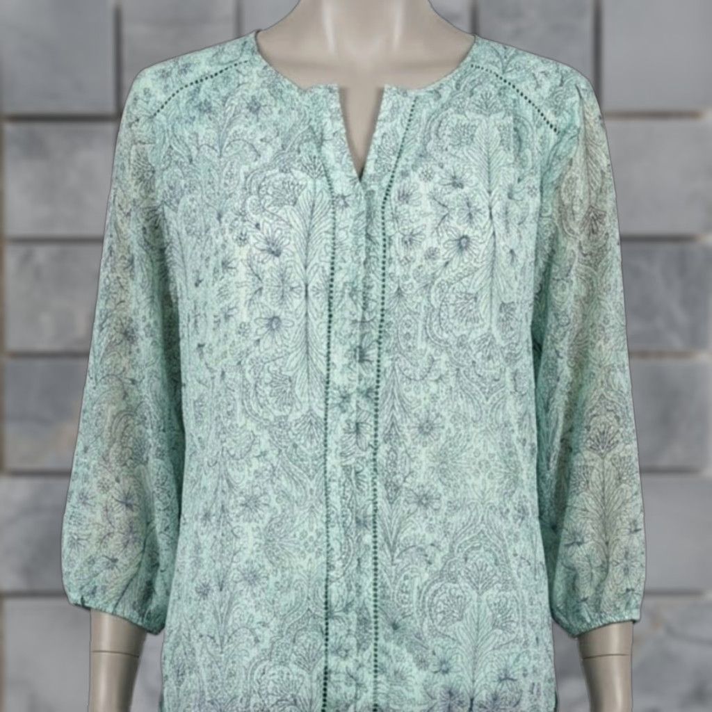 Vintage VINTAGE St. Johns Bay Blouse Women 0X Green Floral Ruched 3/4 Sleeve Tunic Boho Hippie Shirt Womens Size XL / US 12-14 / IT 48-50 - 1 Thumbnail